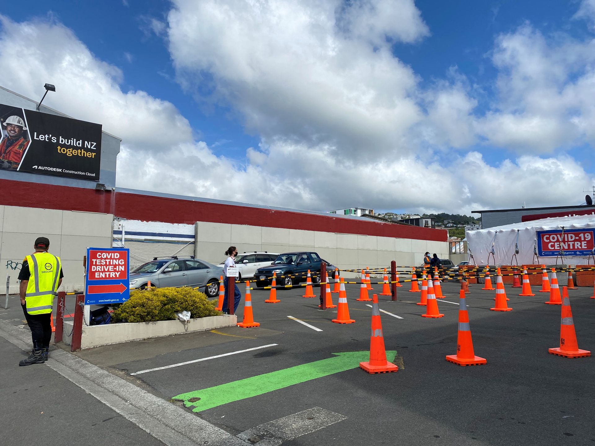 A testing site for the coronavirus disease is seen in Wellington, New Zealand, March 11, 2022.