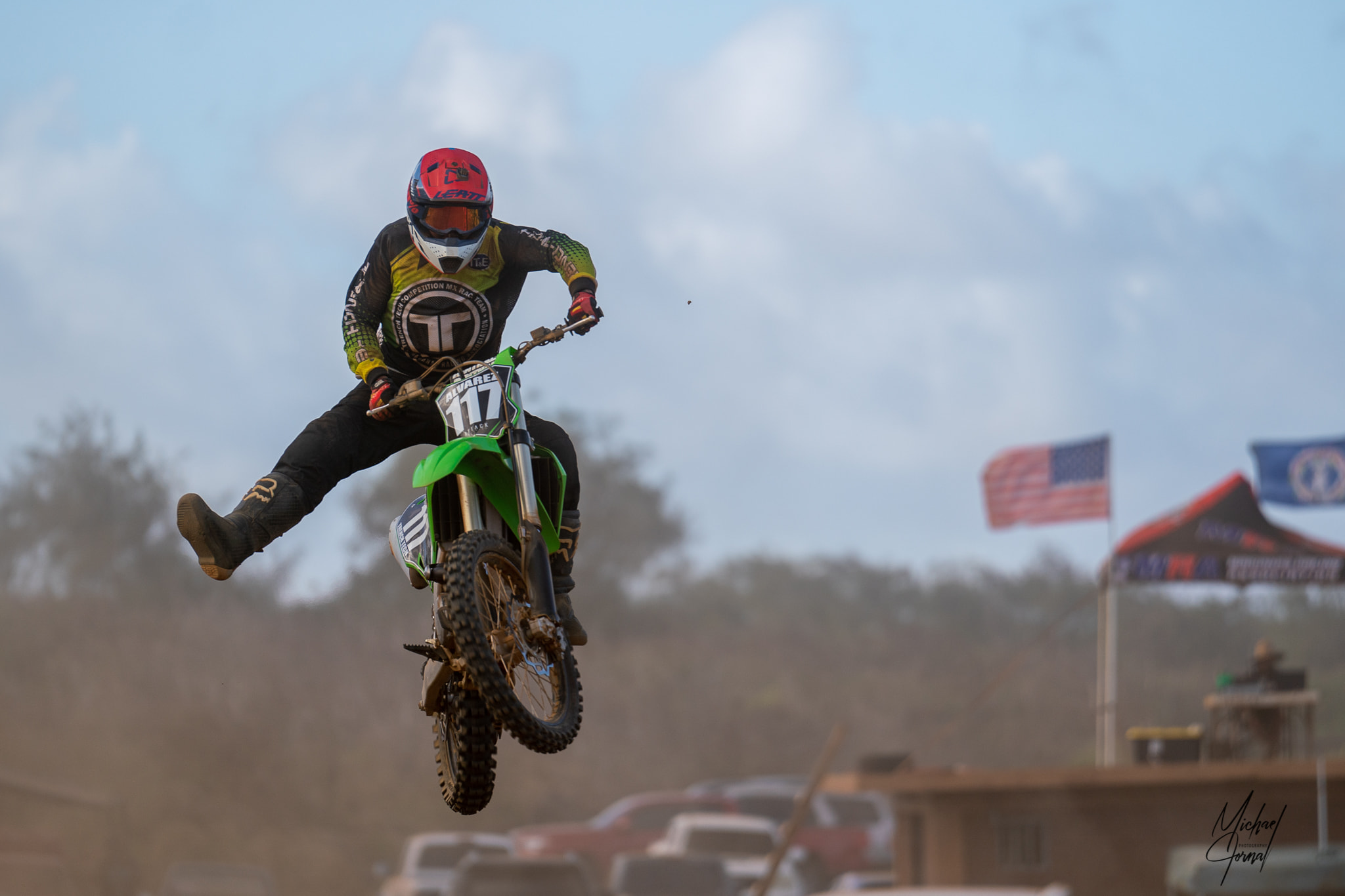 Shane Alvarez shows some flair during a jump in round 2 of the Marianas Racing Association  Points Race Series Sunday at  Cowtown Raceway Park