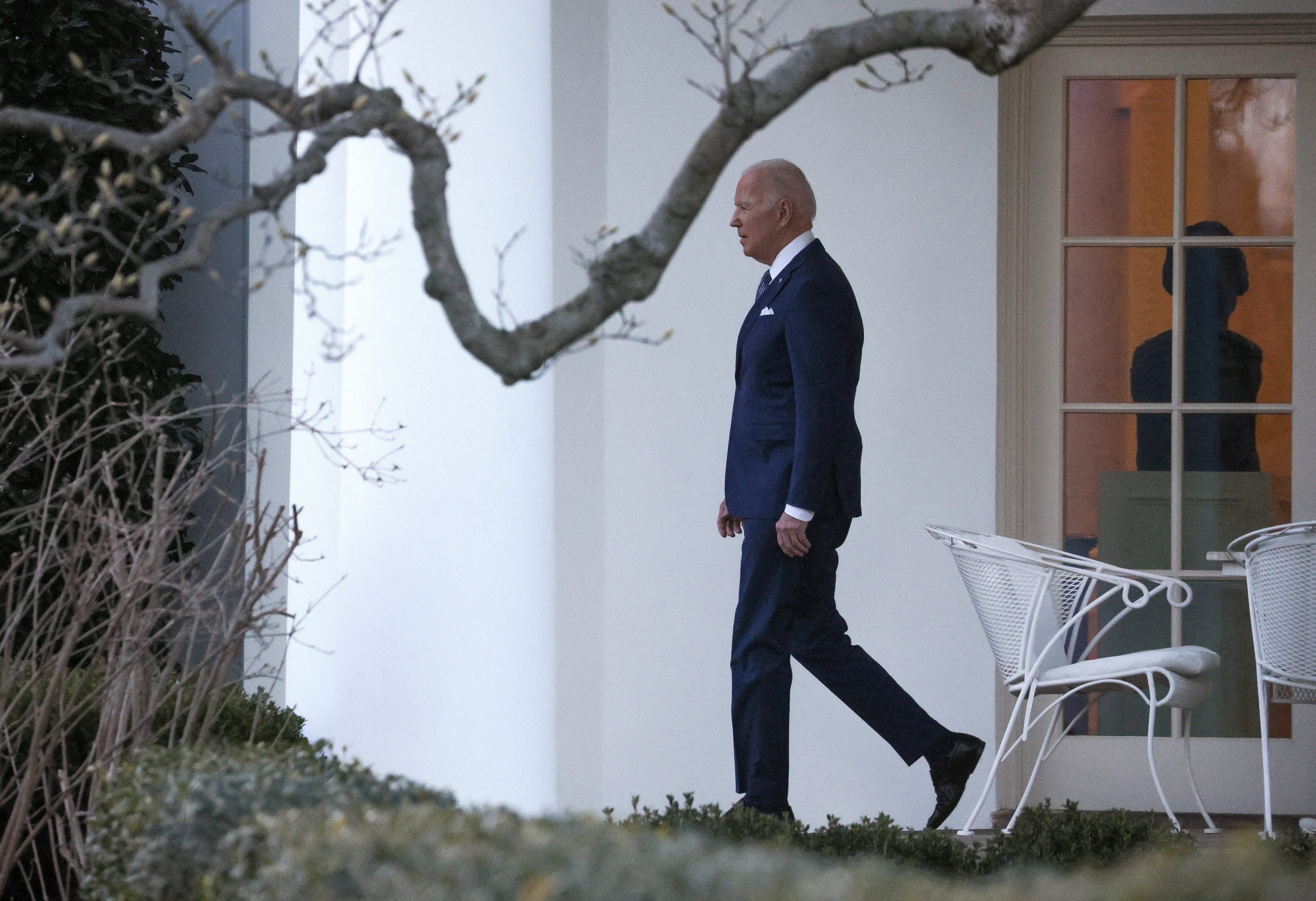 President Joe Biden departs the Oval Office at the White House for the weekend, in Washington, D.C., March 4, 2022.