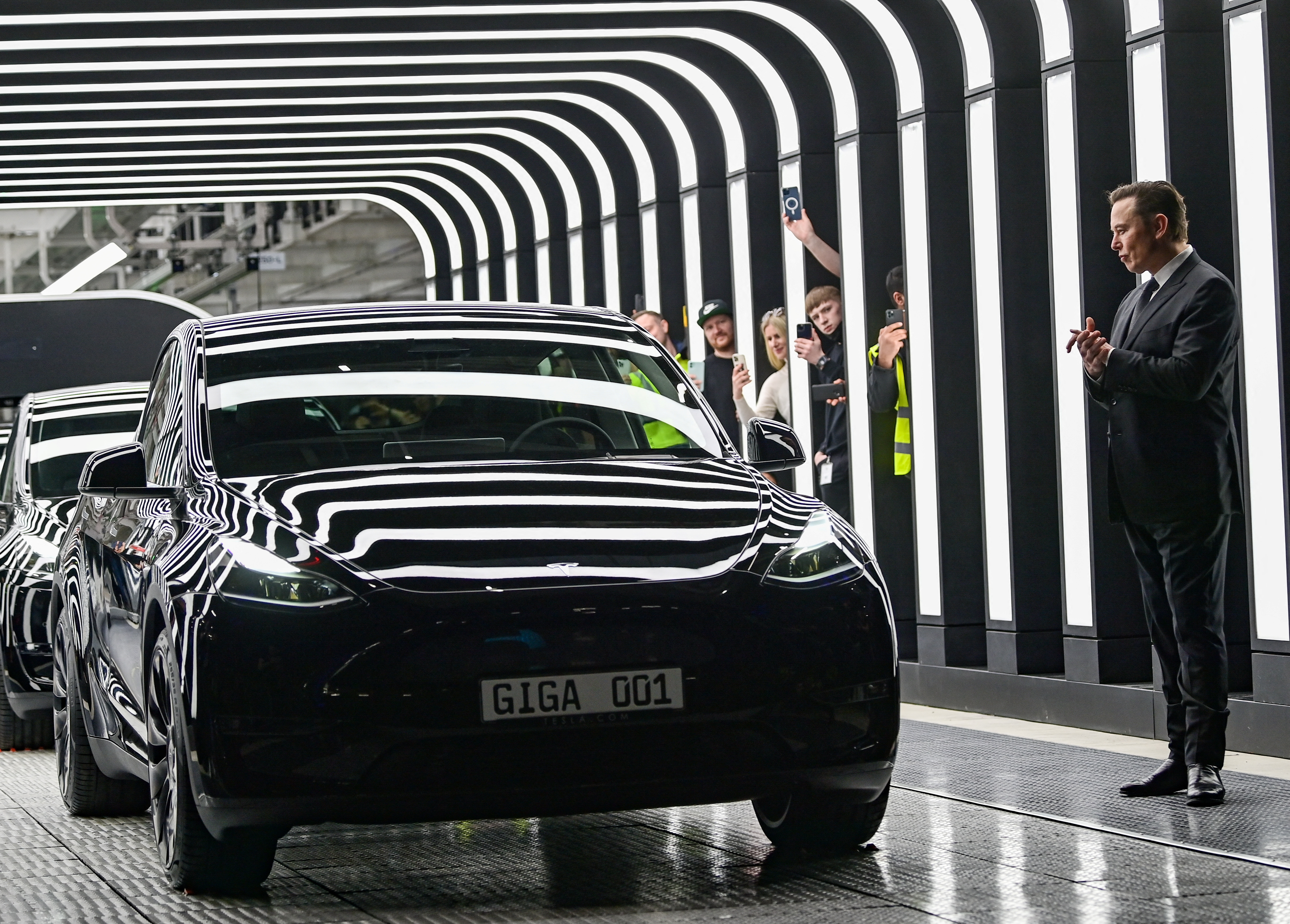 Elon Musk attends the opening ceremony of the new Tesla Gigafactory for electric cars in Gruenheide, Germany, March 22, 2022.