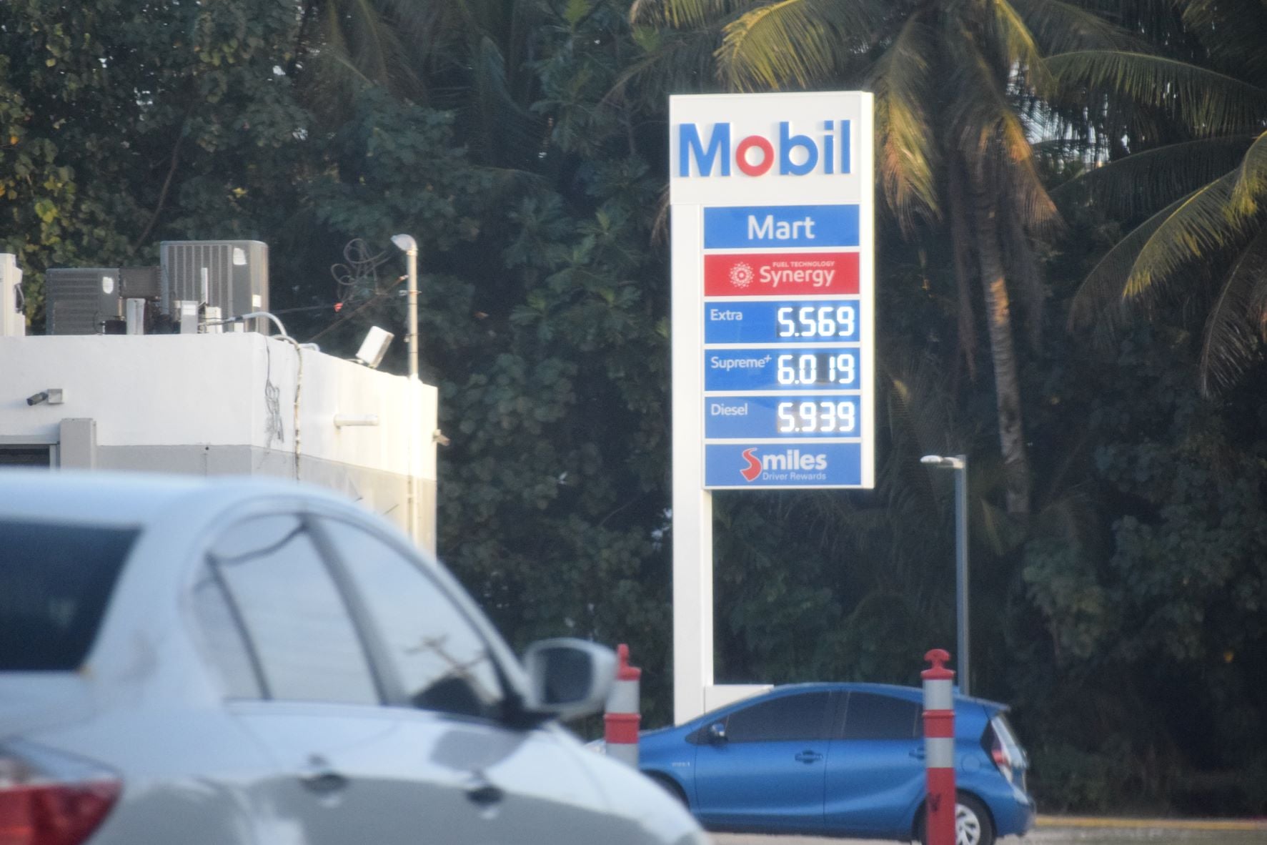 Mobil Oil Marianas in Chalan Kiya displays its new prices on Tuesday afternoon.
