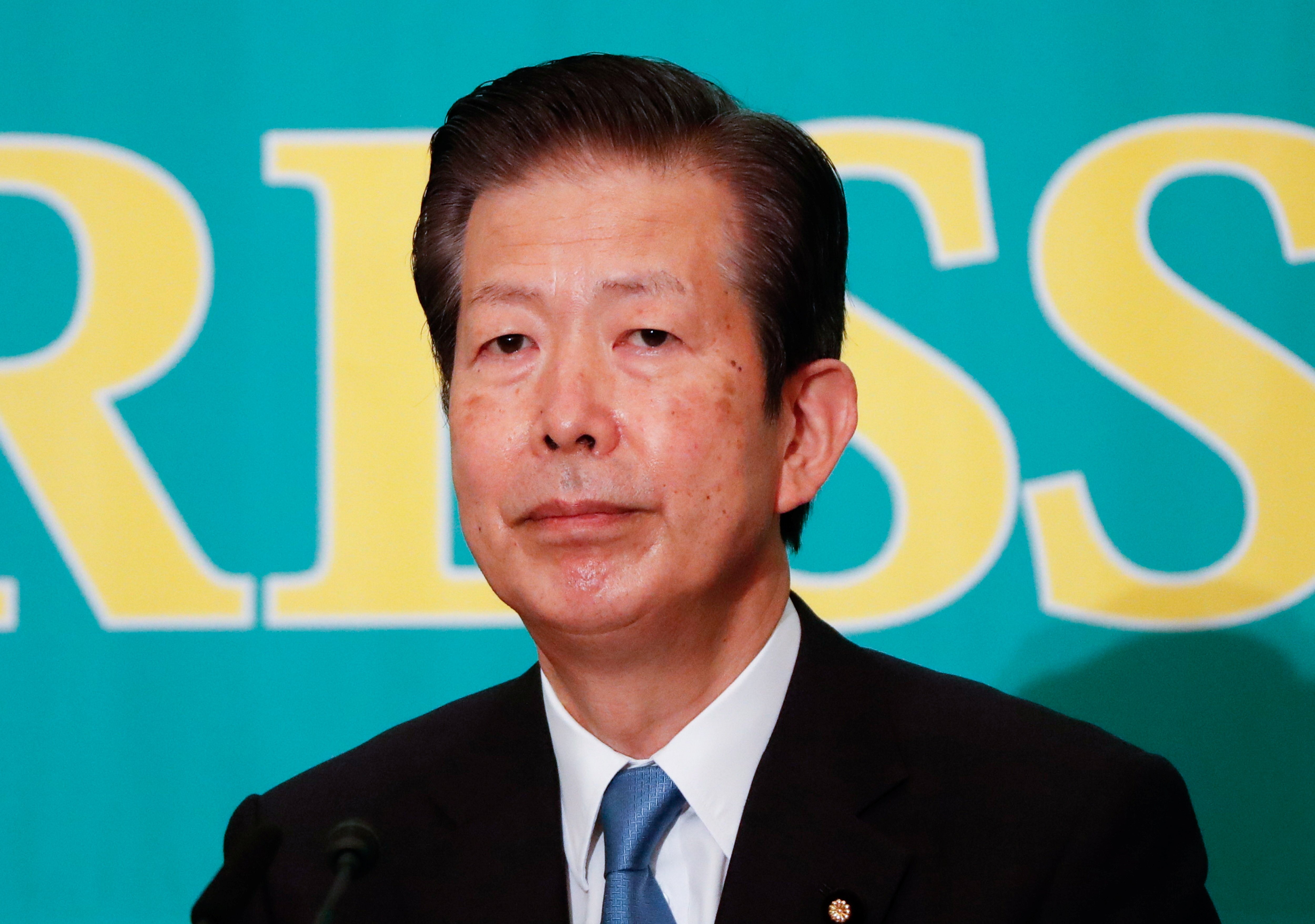 Komeito party leader Natsuo Yamaguchi attends a debate session with other leaders of Japan's main political parties, ahead of the Oct. 31, 2021 lower house election, at the Japan National Press Club in Tokyo, Japan on Oct. 18, 2021.