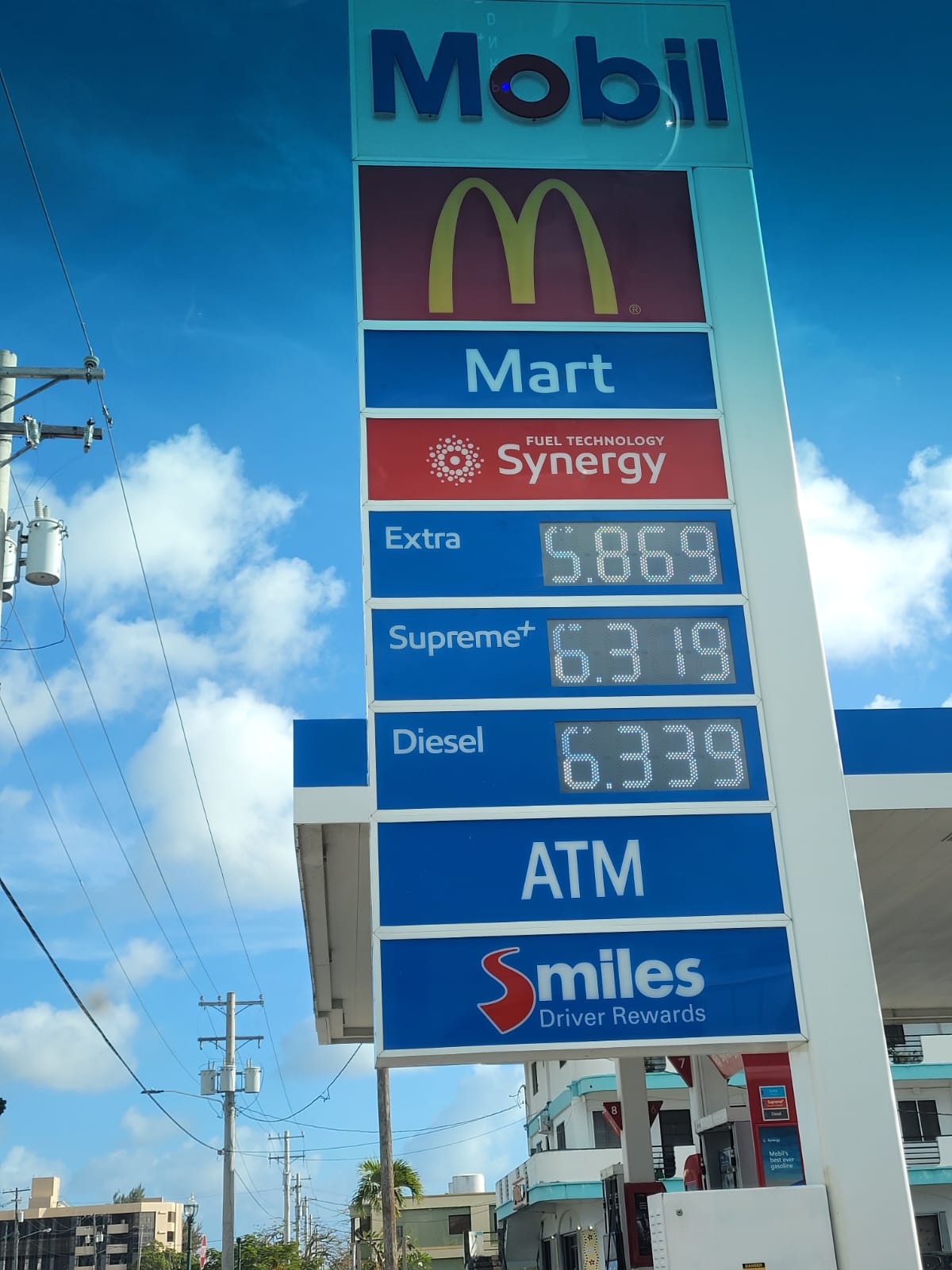 Mobil Oil Marianas in Garapan displays its new prices on Tuesday afternoon.