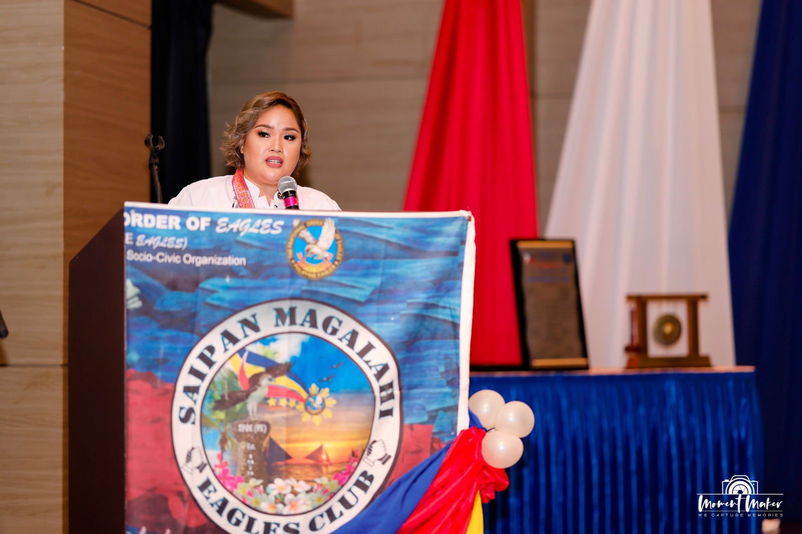 Saipan Maga'Haga Lady Eagles Club President Lady Eagle Angelica Vina Lastimado delivers her remarks.