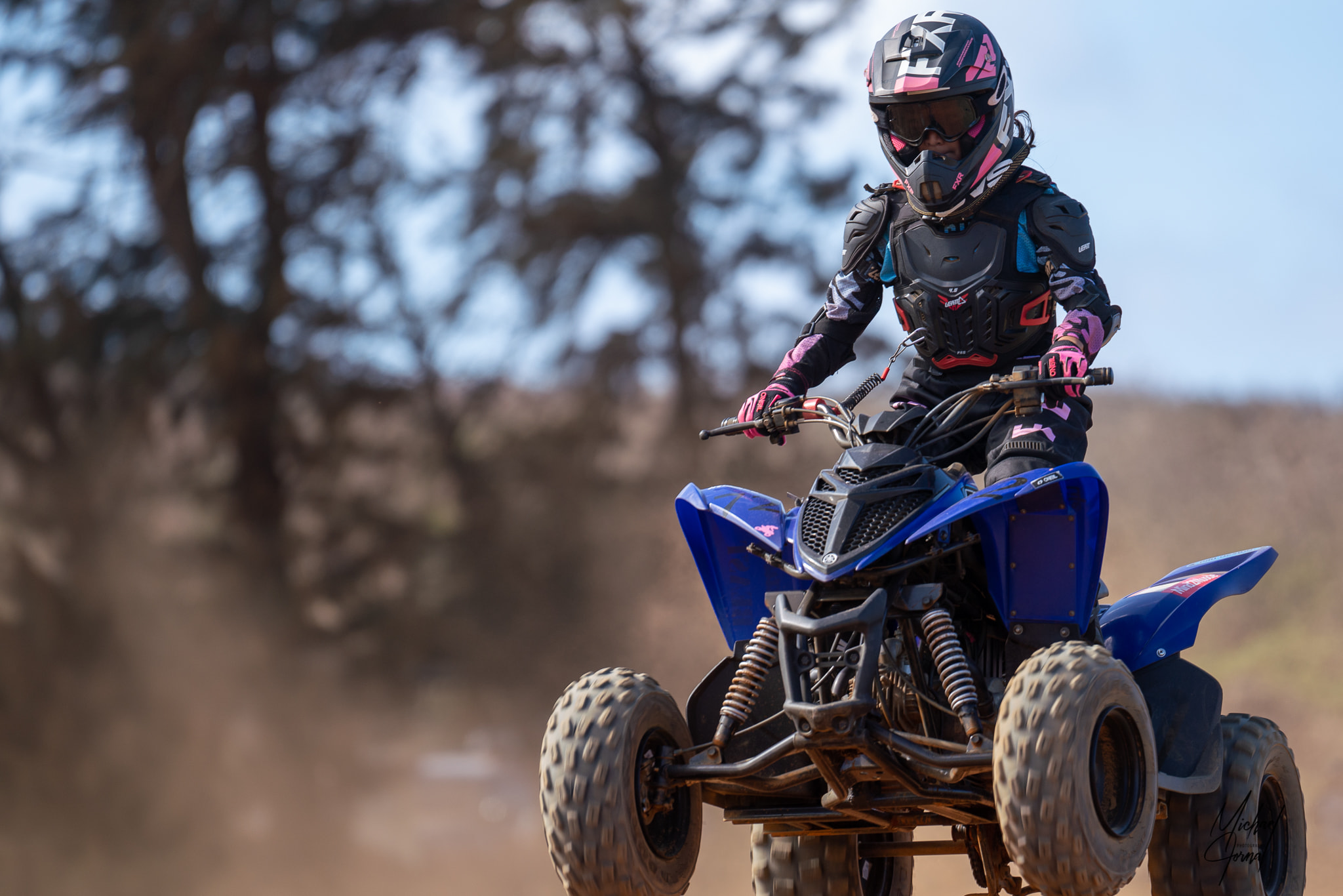 Theresa Borja leads the Mini ATV Class race of the 2022 Points Race Series at Cow Town Raceway Park.