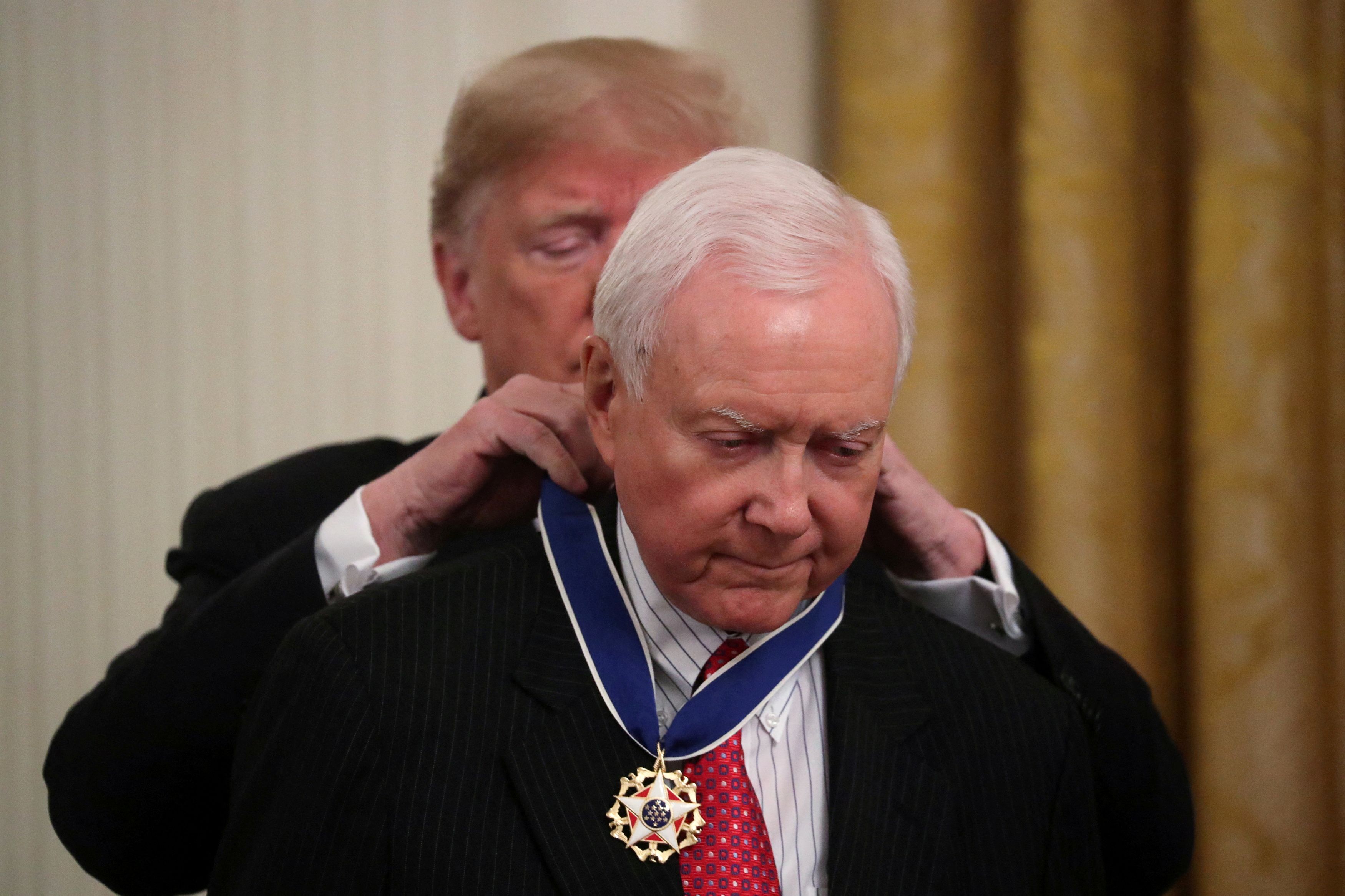 President Donald Trump awards the 2018 Presidential Medal of Freedom to U.S. Sen. Orrin Hatch, R-Utah, in the East Room of the White House in Washington, D.C. on Nov. 16, 2018.