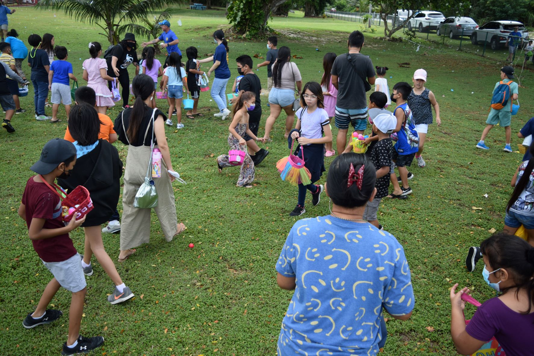 Children “hunt” for Easter eggs.