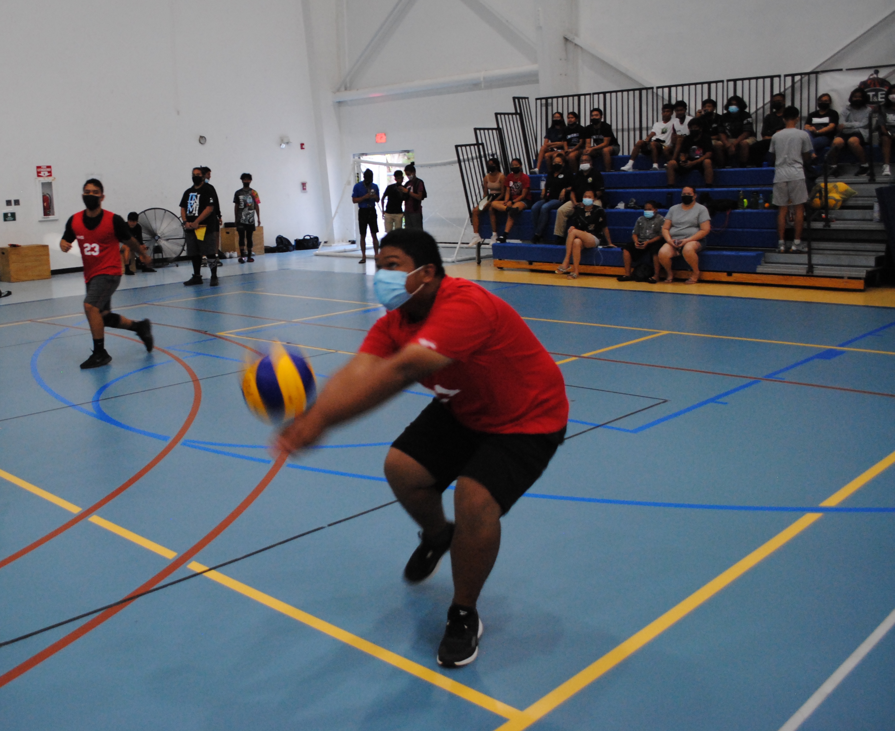 A KHS player connects the bump to keep the ball alive during a PSS Boys High School Volleyball game Saturday at the MHS gym.  