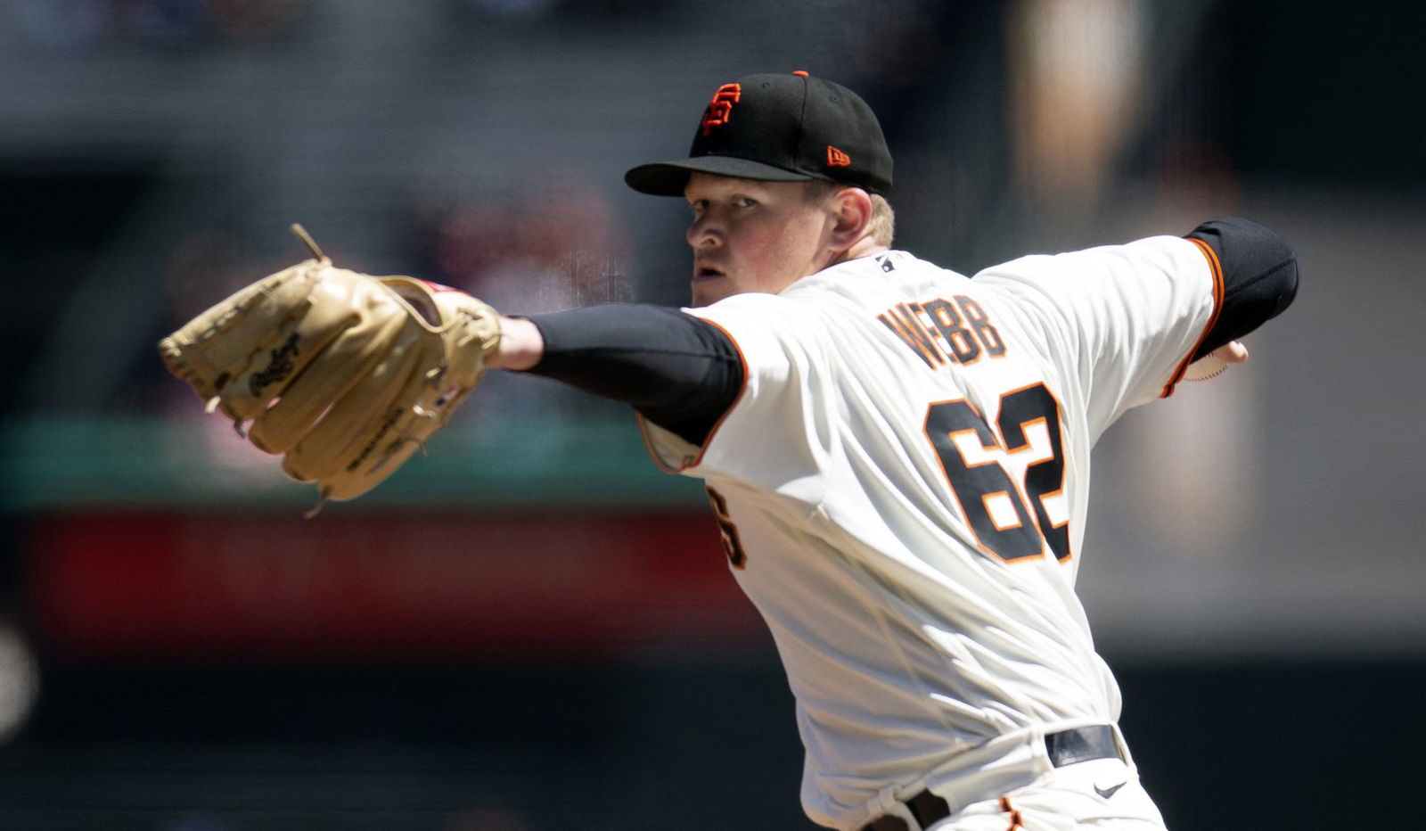 San Francisco Giants pitcher Logan Webb (62) delivers a pitch against the San Diego Padres during the first inning at Oracle Park in San Francisco, California on April 13, 2022.