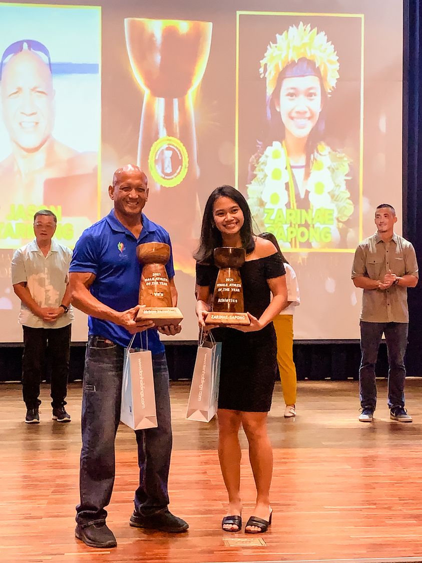 Jason Tarkong and Zarinae Sapong are the Athletes of the Year  of the Northern Marianas Sports Association.