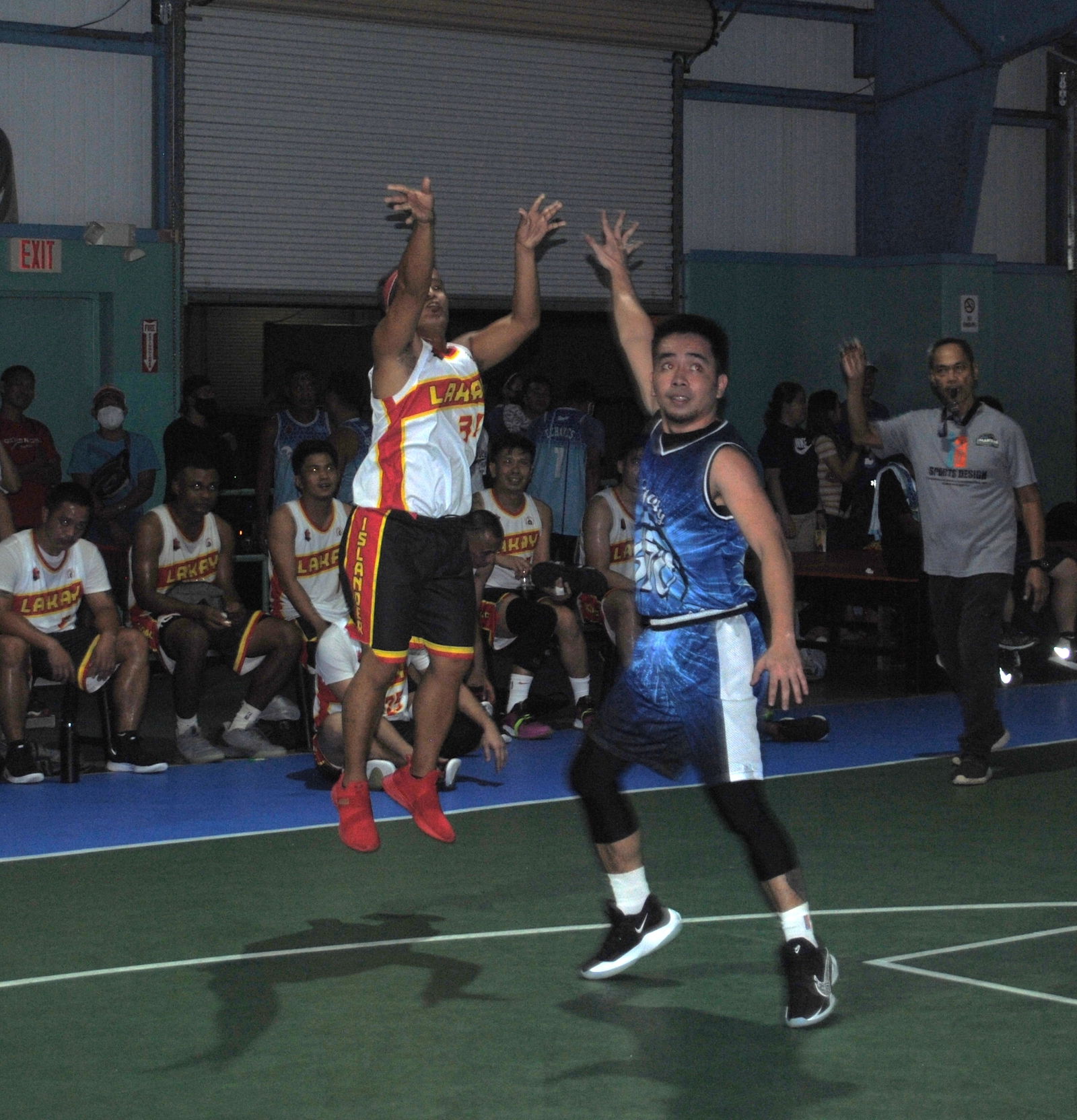Lakay's Isip takes the three-point shot over a defender during an open division game of the Saipan Centennial Lions Club Basketball League at the TSL Sports Complex.