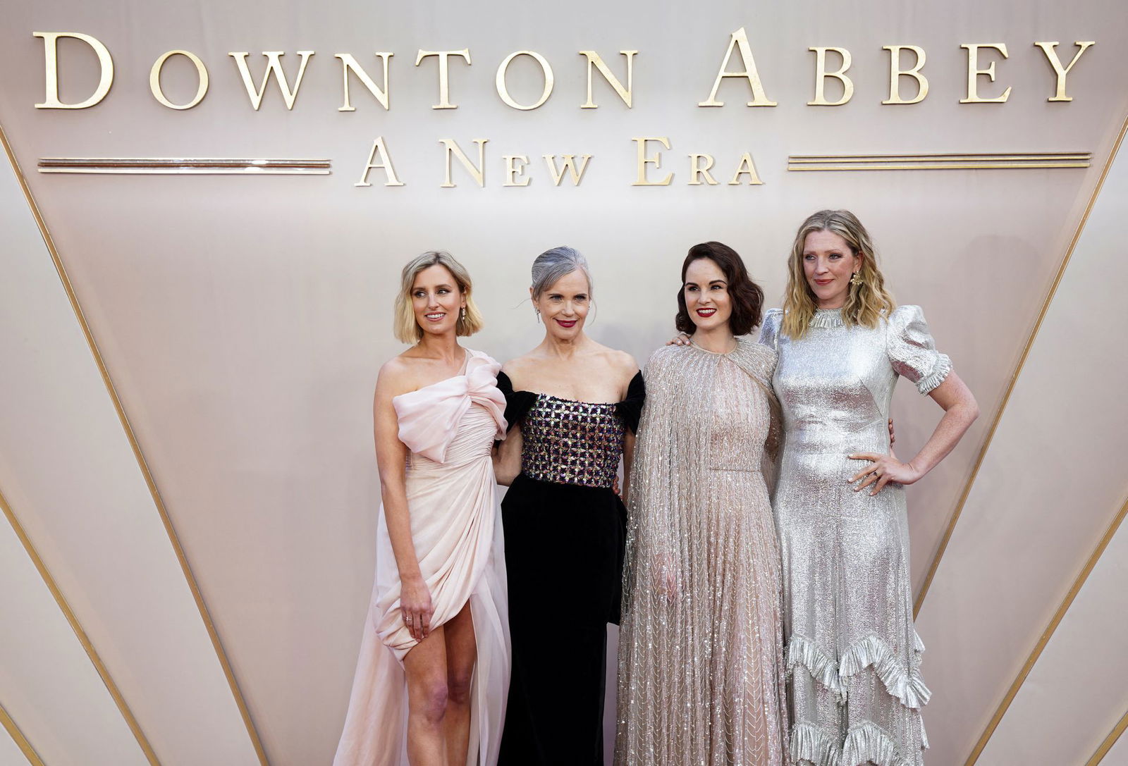 Cast members Laura Carmichael, Elizabeth McGovern, Michelle Dockery and costume designer Anna Robbins arrive for the world premiere of "Downton Abbey: A New Era" in London, Britain, April 25, 2022. 