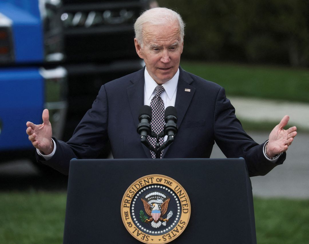 President Joe Biden delivers remarks on administration efforts to strengthen national supply chains and increase the number of truck drivers, at the White House in Washington, D.C., April 4, 2022.