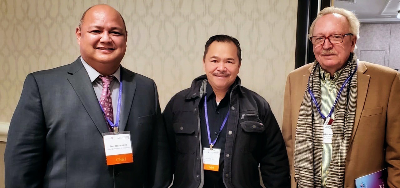 Commissioner of Education Alfred B. Ada, center, and his Guam counterpart, Jon J.P. Fernandez, left, with Public School System Federal Programs Officer Tim Thornburgh, right, at the legislative conference of the Council of Chief State School Officers held on March 27-29, 2022 in Washington, D.C.