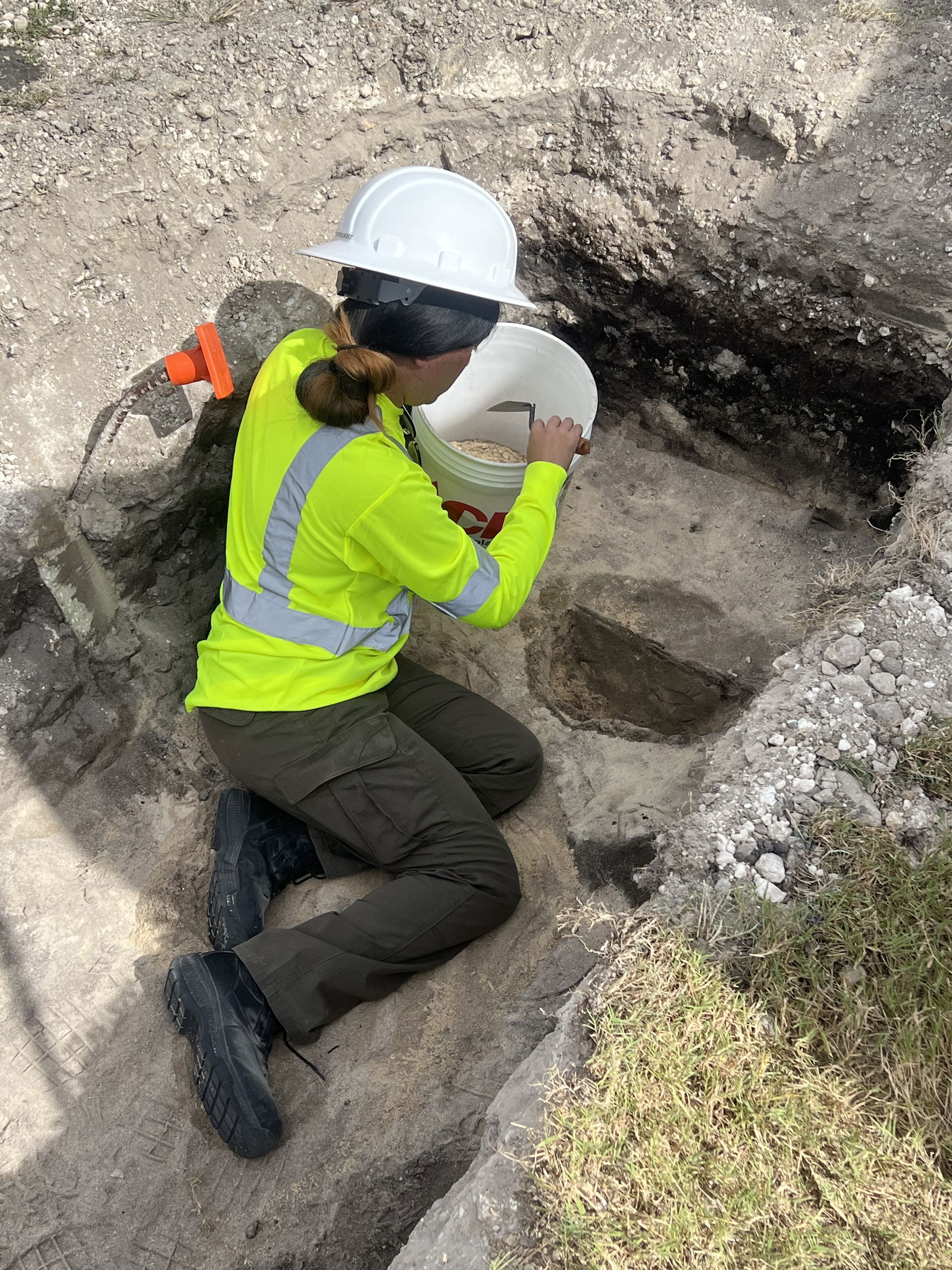 Environmental assessments whether they be archaeological or biological are still required for government projects. IRP assist government agencies in having subject matter experts conduct field assessments/surveys/etc. to ensure compliance with regulatory permits.  IRP Anthropologist Keona DLG Torres is seen here excavating a site at Apengagh Street and Ghillis Street as part of a Community Disstar Block Grant-Disaster Recovery for Apengagh Street and Gillilis Street Drainage Improvement. This is a project spearheaded by DPW and NMHC.