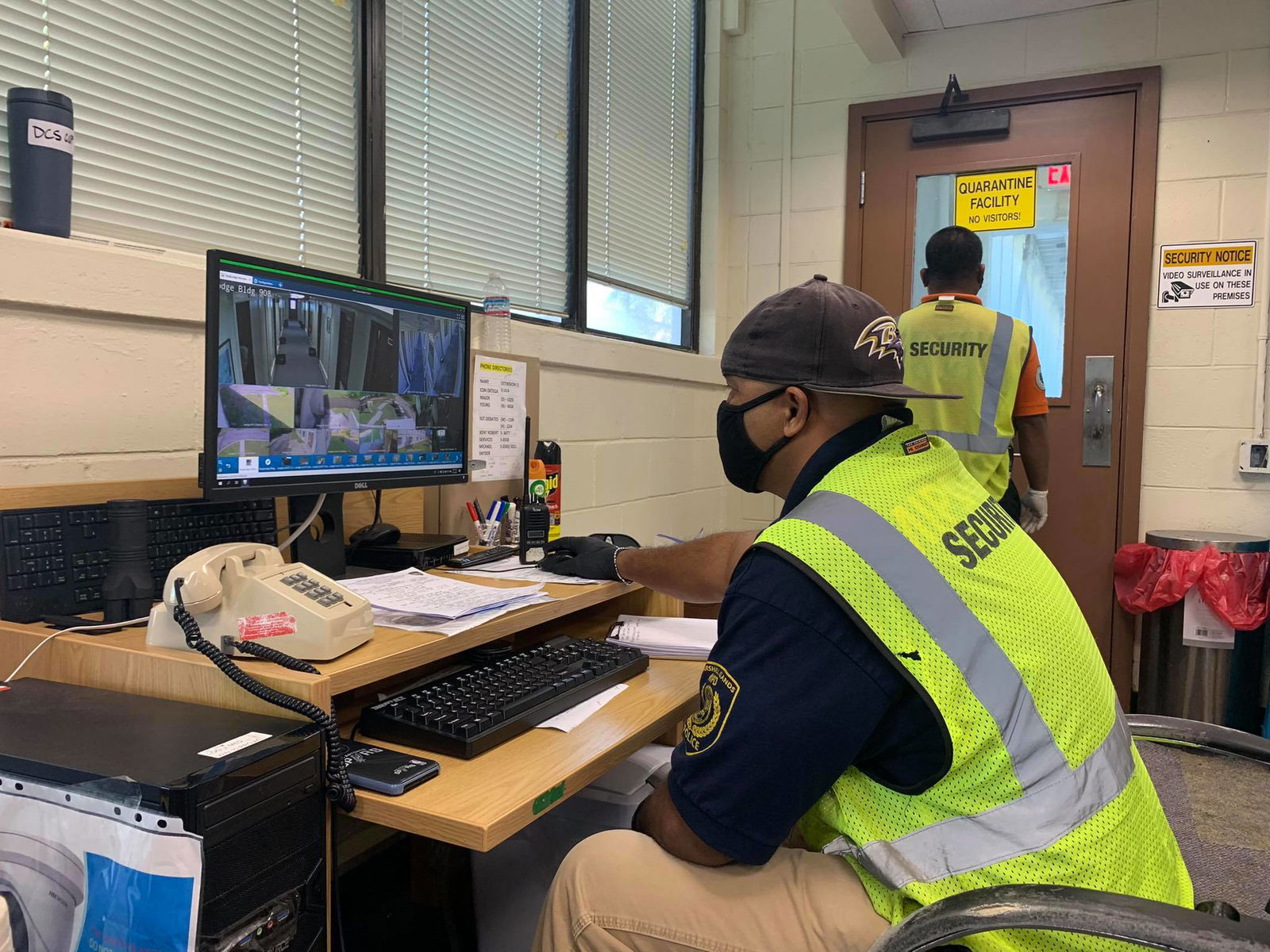 Kwajalein Atoll Local Government police officers provide security at the Covid quarantine facility at the Kwaj Lodge at the U.S. Army base at Kwajalein Atoll in this file photo from September 2011. Marshall Islands Covid prevention protocols require that all doctors, nurses and security personnel involved in quarantine live in with the repatriation group for the 14-day quarantine period to eliminate the possibility of spread to the community.