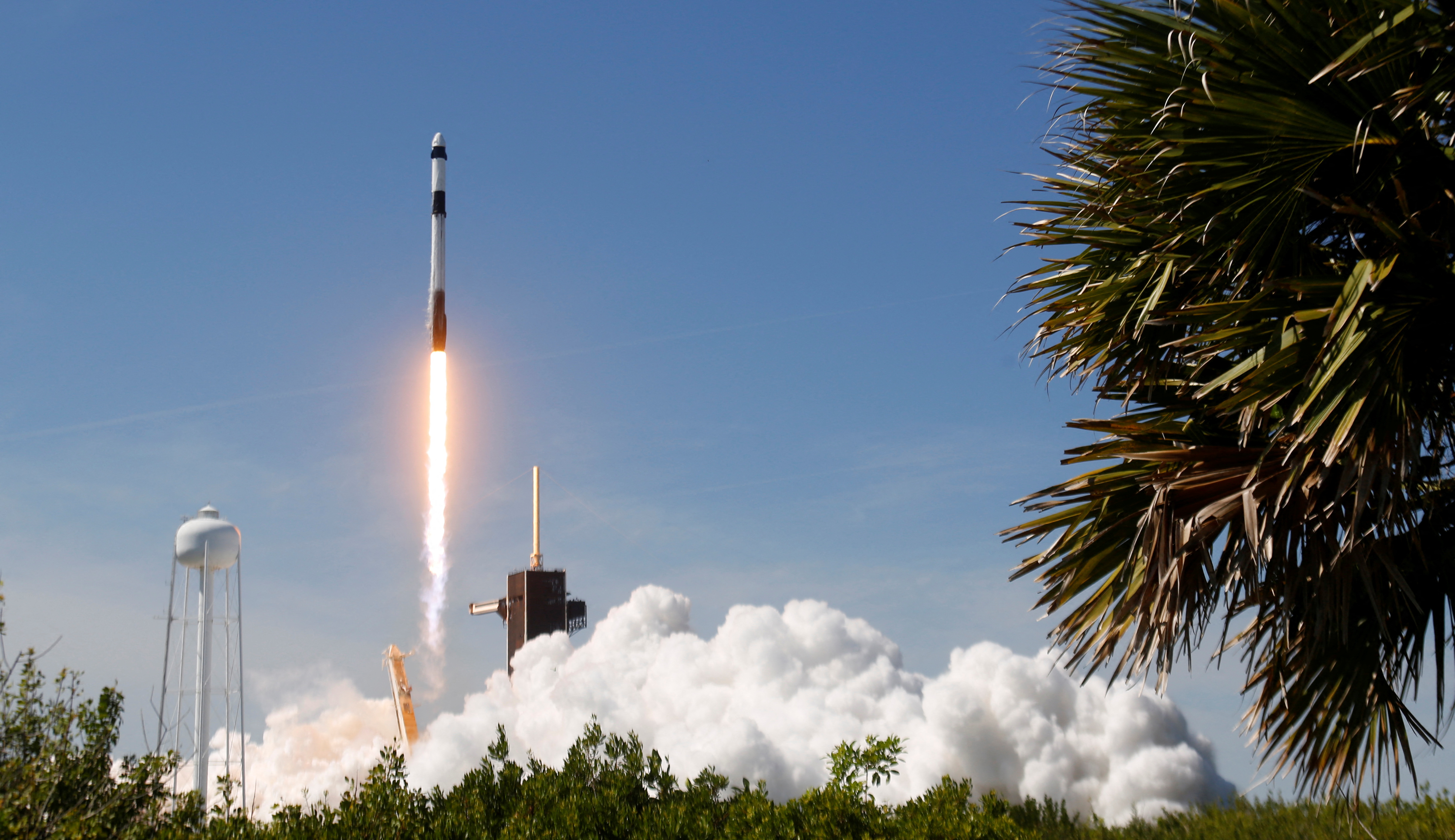 Axiom's four-man team lifts off, riding atop a SpaceX Falcon 9 rocket in the first private astronaut mission to the International Space Station, from NASA's Kennedy Space Center in Cape Canaveral, Florida, April 8, 2022.
