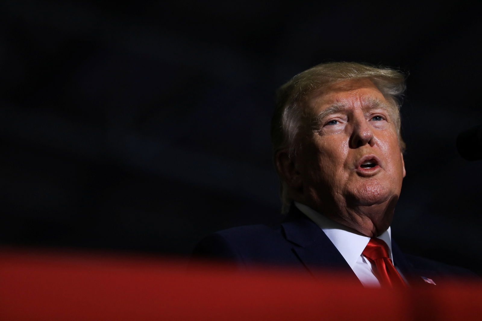 Former President Donald Trump speaks during a rally in Washington Township, Michigan on April 2, 2022.