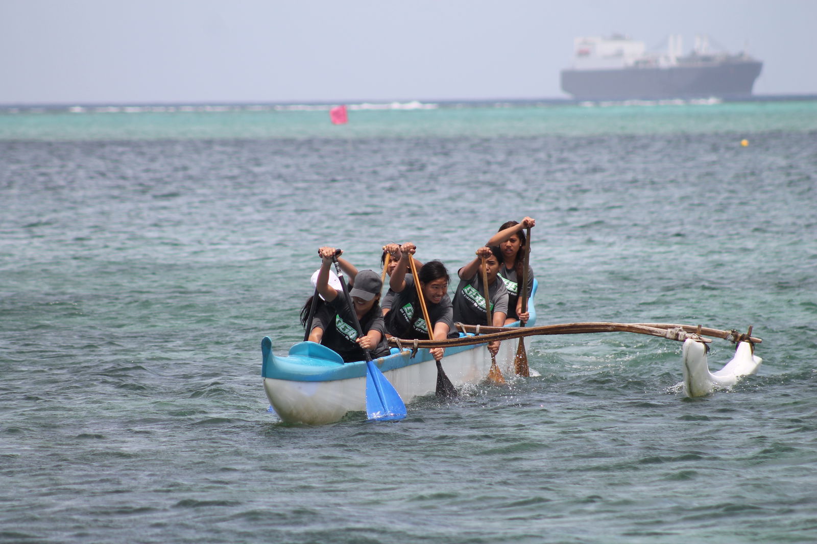 Team SSHS heads to the the finish line during the PSS Interscholastic Outrigger Race Series Saturday at Kilili Beach.