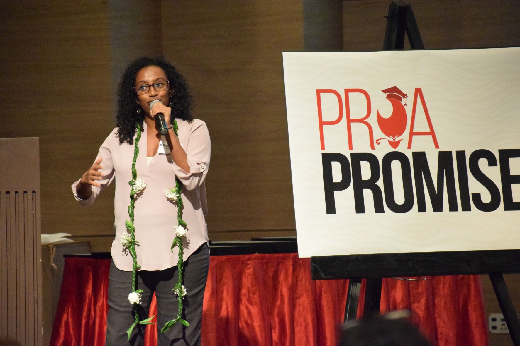 Northern Marianas College associate professor Beylul Solomon, PhD delivers her keynote address