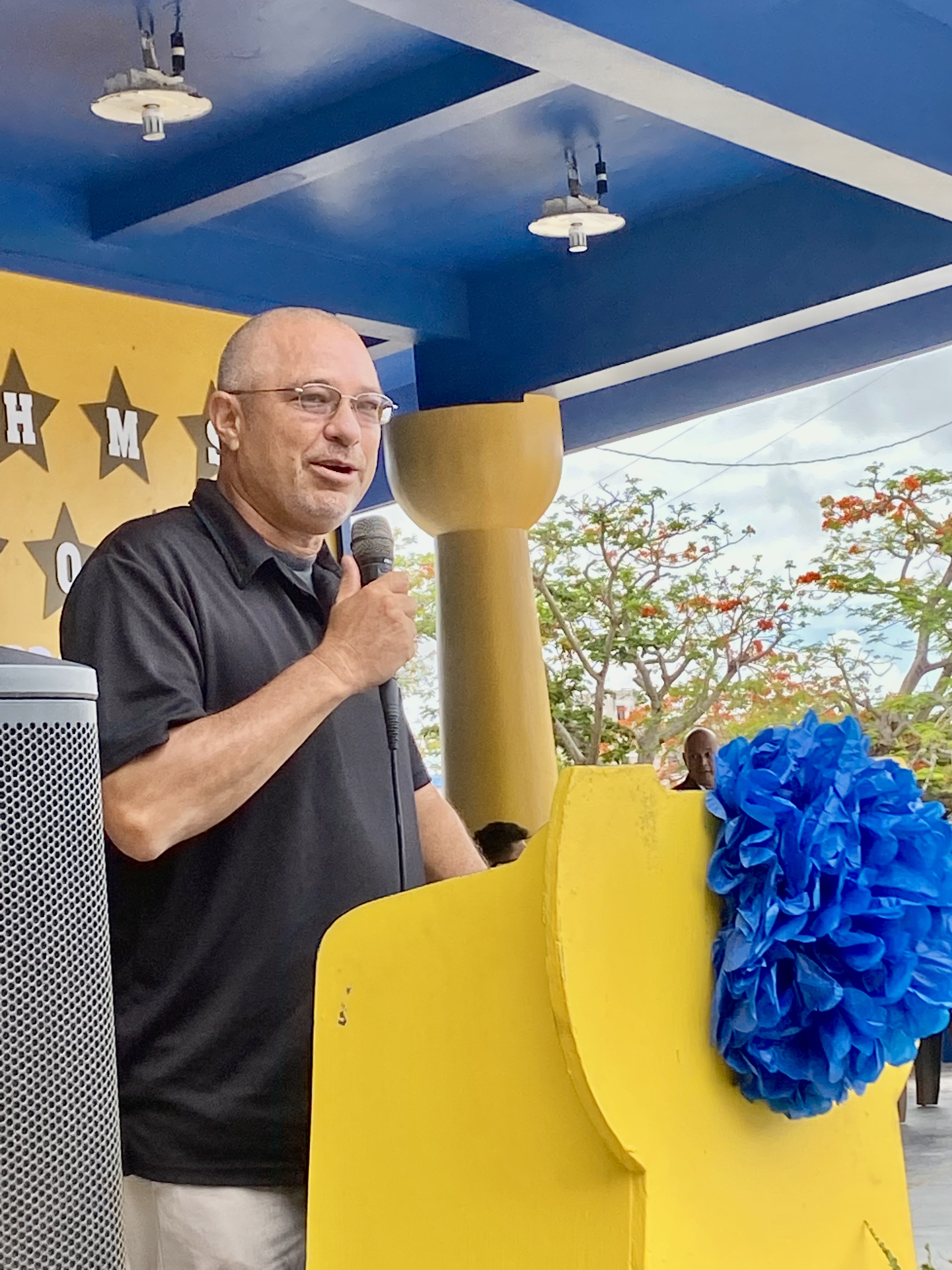 Board of Education Chairman Gregory Pat Borja congratulates the newly promoted students and their parents.