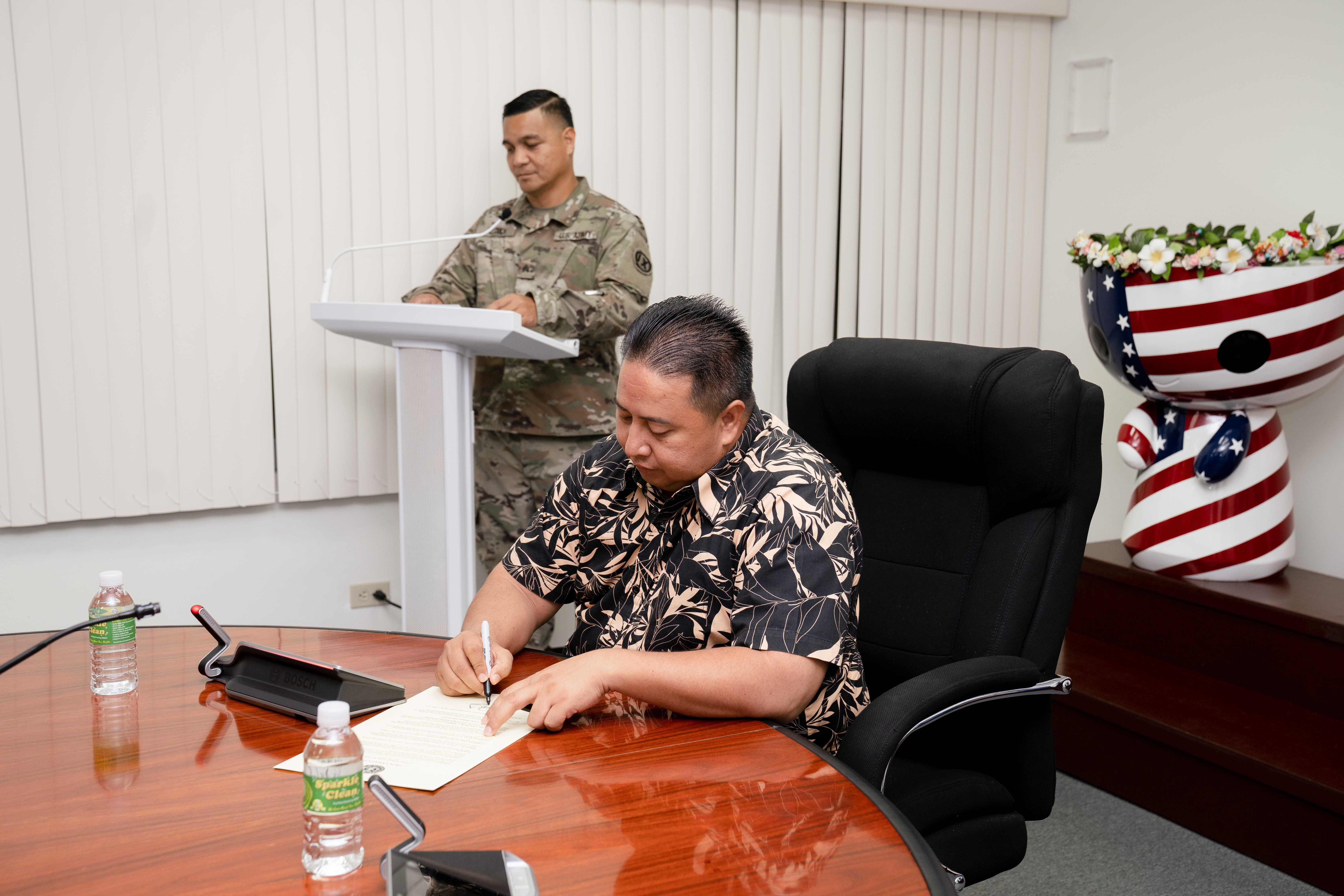 Gov. Ralph DLG Torres signs a proclamation designating the third Saturday of each May as CNMI Armed Forces Day.