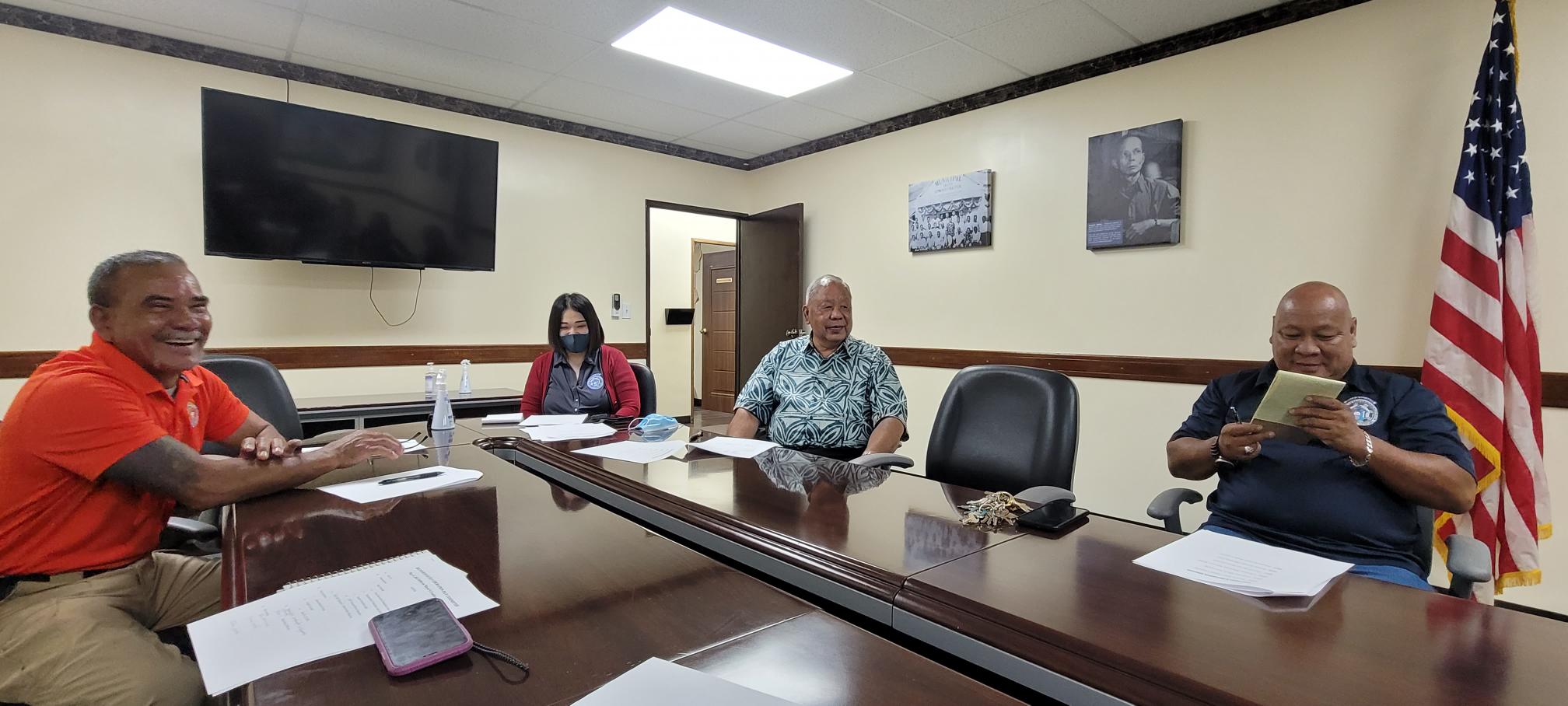 Saipan Mayor David M. Apatang meets with members of the 2022 Liberation Day Committee on Wednesday, May 11.