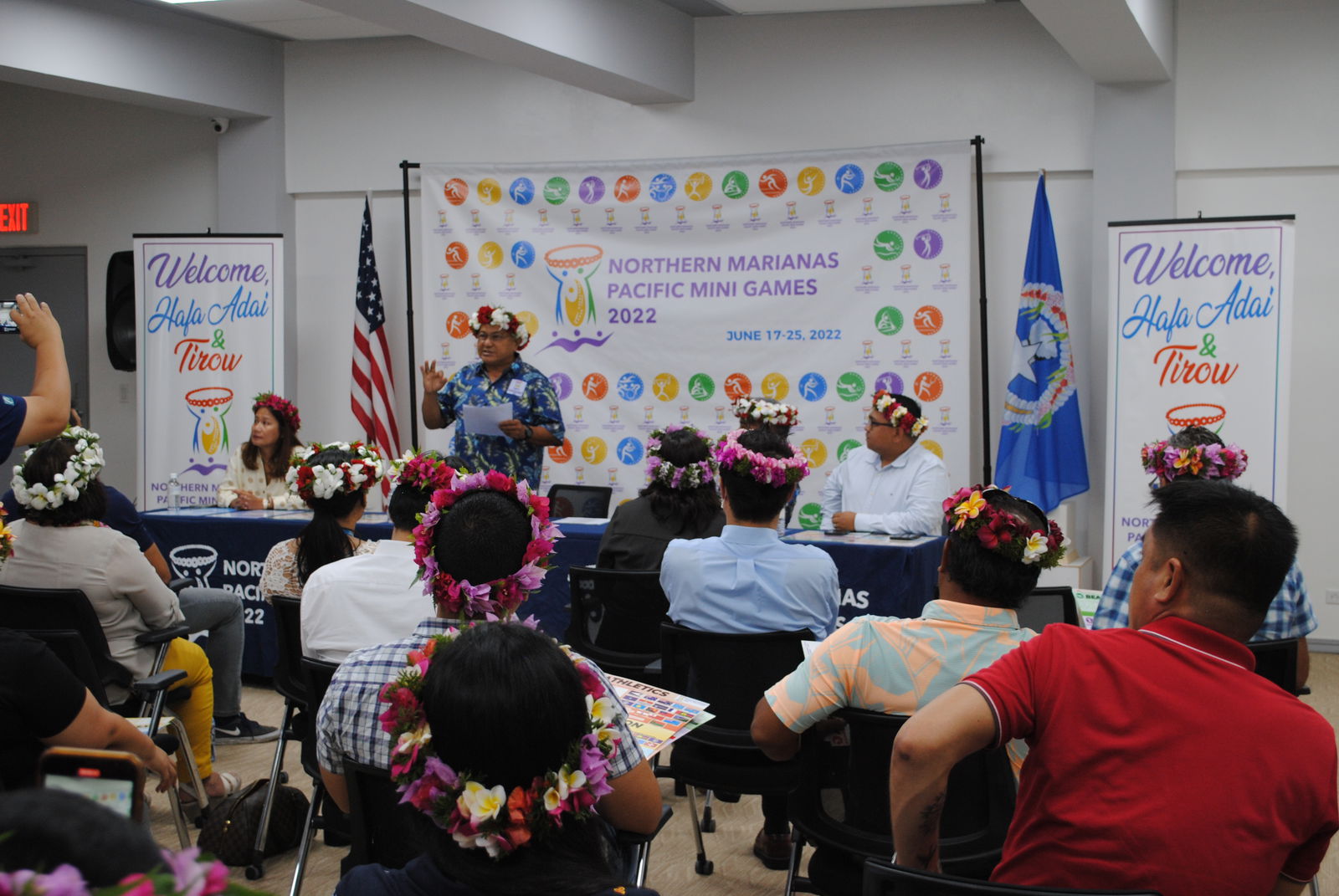 Northern Marianas Pacific Mini Games 2022 CEO Ben Babauta speaks during a press conference in the Gilbert C. Ada Sports Complex conference room on Wednesday.