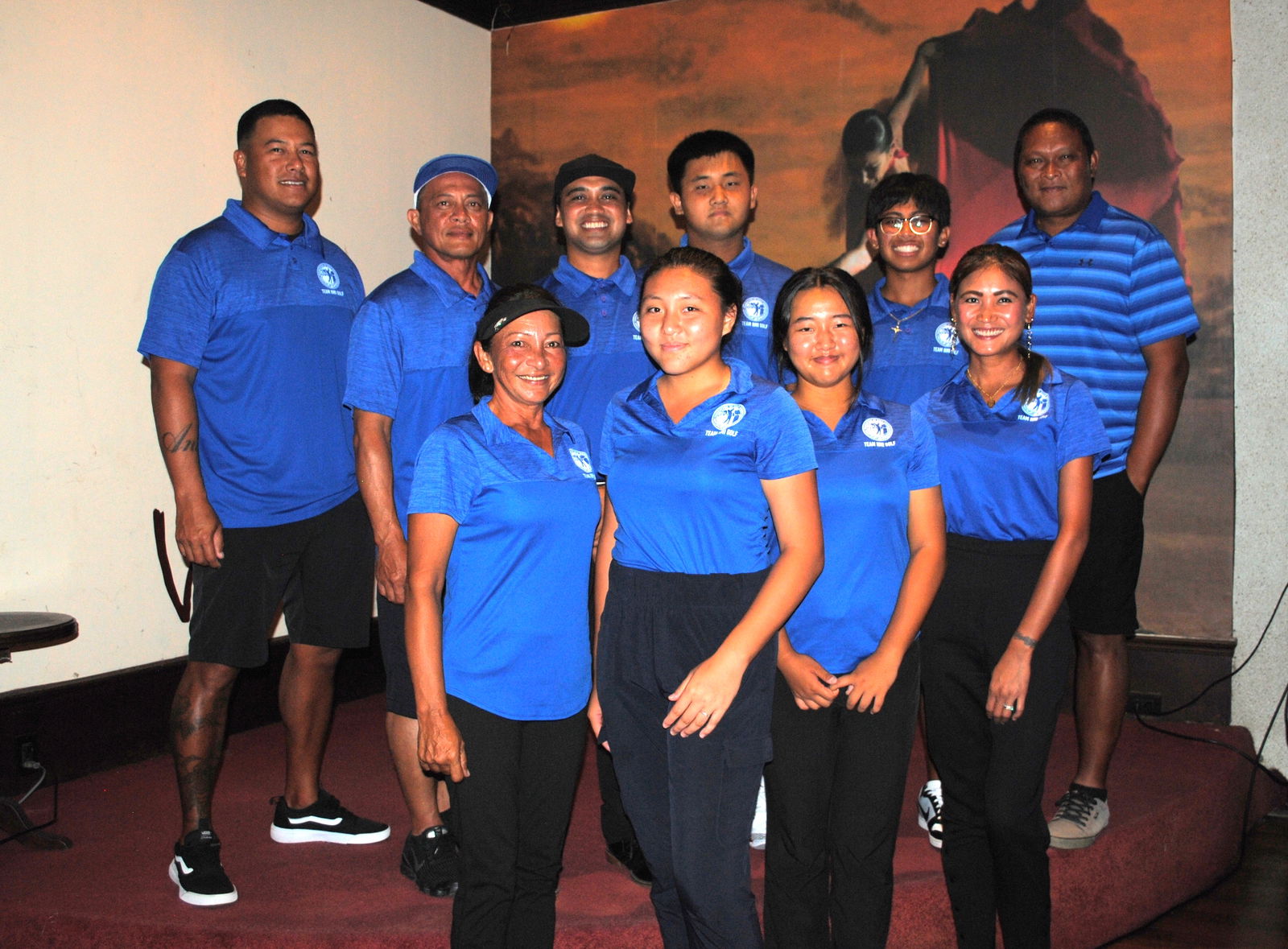 The CNMI national golf team members and their coaches pose for a photo following Tuesday's official announcement at the Aqua Resort Club. The team will compete in the upcoming  Pacific Mini Games.