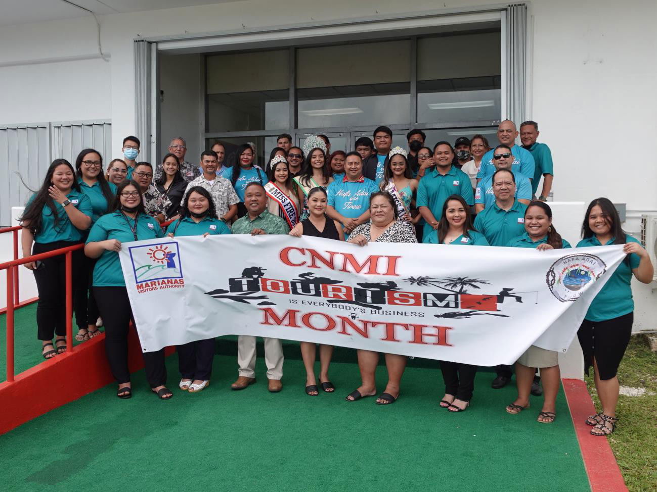 Governor Ralph DLG Torres is joined by representatives of the Marianas Visitors Authority, lawmakers, other officials  and tourism industry stakeholders on April 28, 2022, at the Office of the Governor in Saipan following the proclamation of May as CNMI Tourism Month.