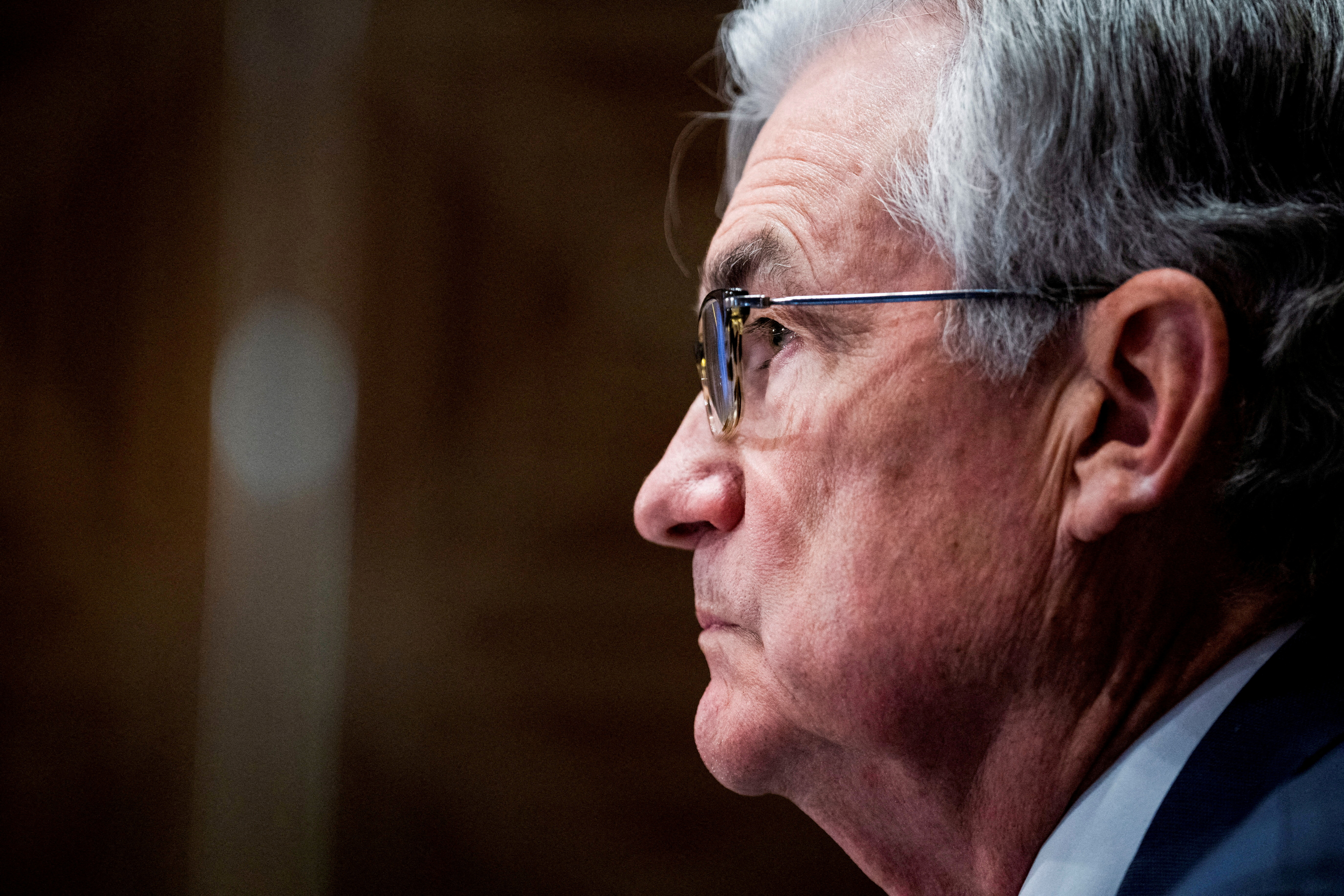 Federal Reserve Chair Jerome Powell testifies during a Senate Banking Committee hearing in Washington, D.C., March 3, 2022.