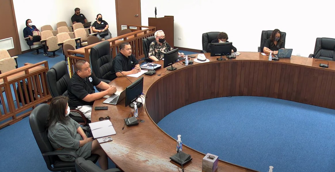 Education Commissioner Alfred B. Ada and other Public School System officials appear before the House Education Committee in the House chamber on Monday.