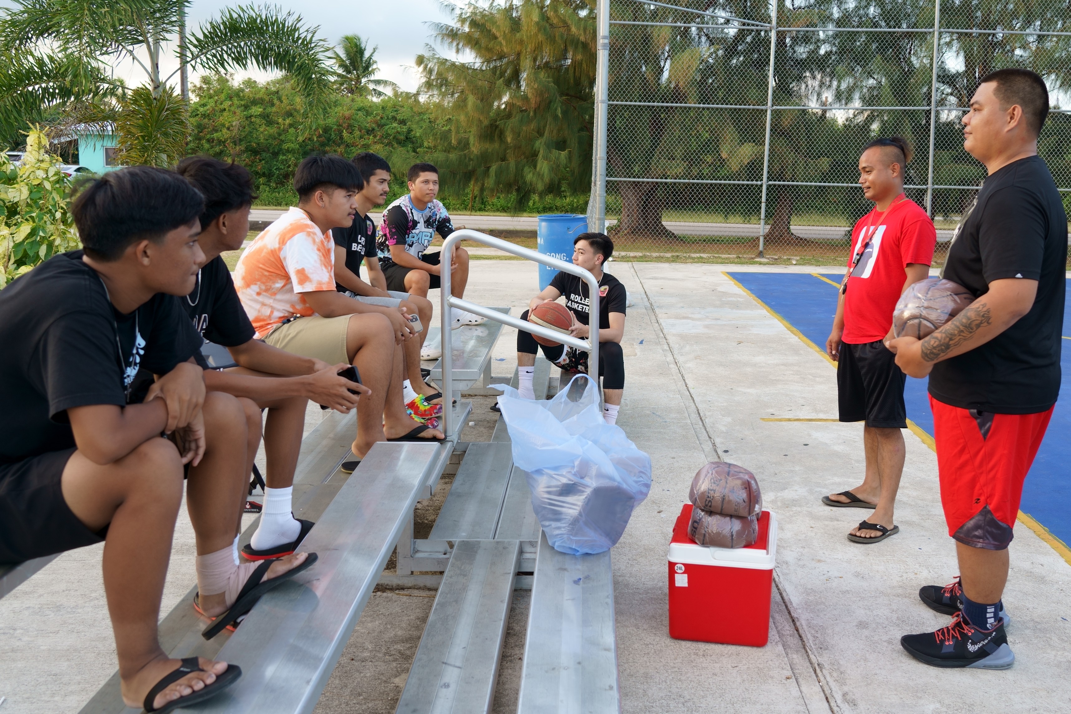 Organizers brief the coaches and captains ahead of the Precinct 5 Hoops and Vibes Basketball Tournament that kicks off Monday, May 9 at 6 p.m.