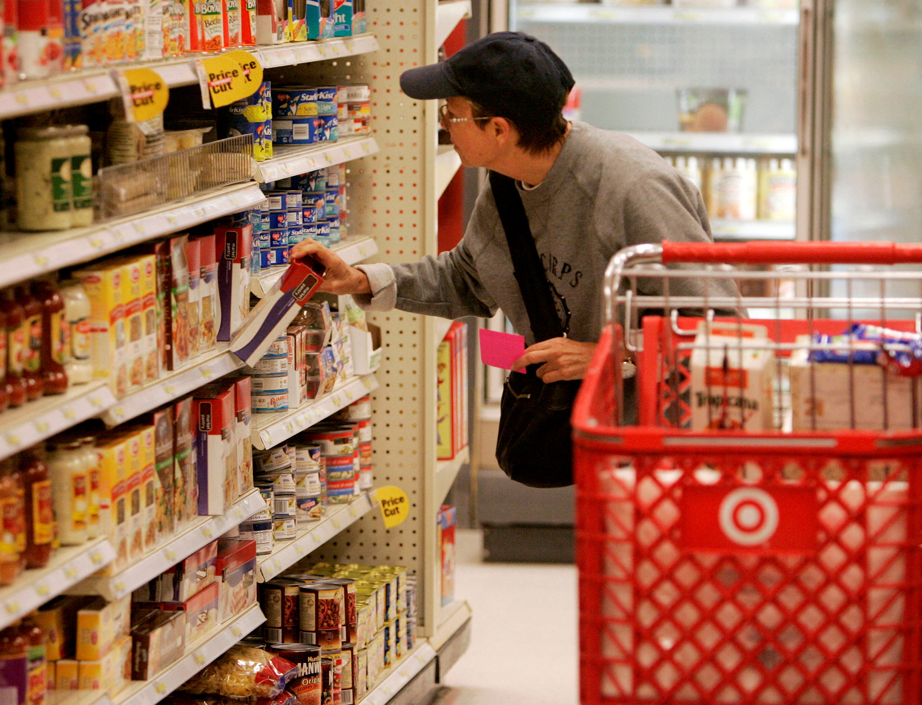 A shopper looks at grocery items at a Target store in Los Angeles, California on Aug. 18, 2009.