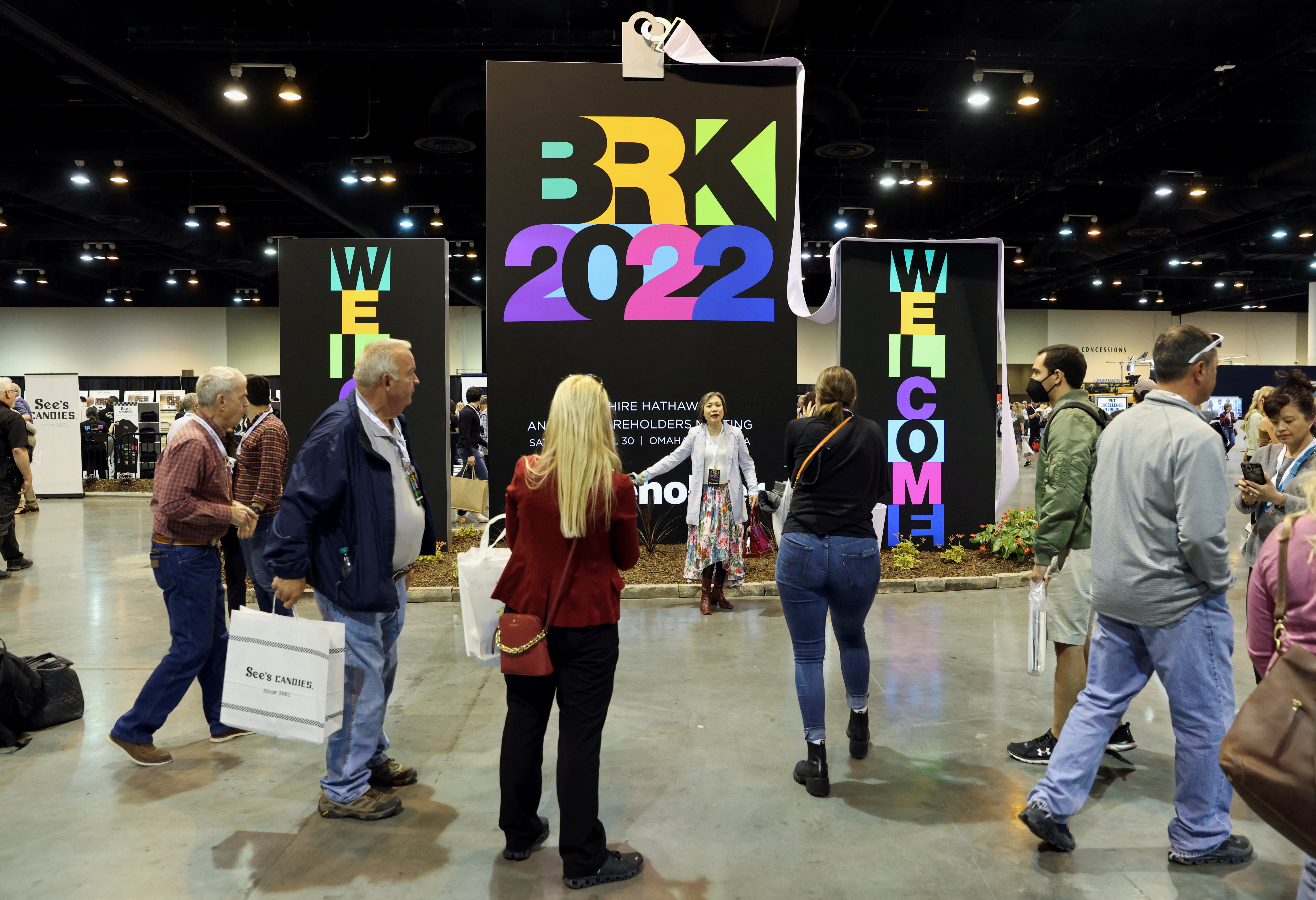 Investors and guests arrive for the first in-person annual meeting since 2019 of Berkshire Hathaway Inc in Omaha, Nebraska on April 29, 2022.