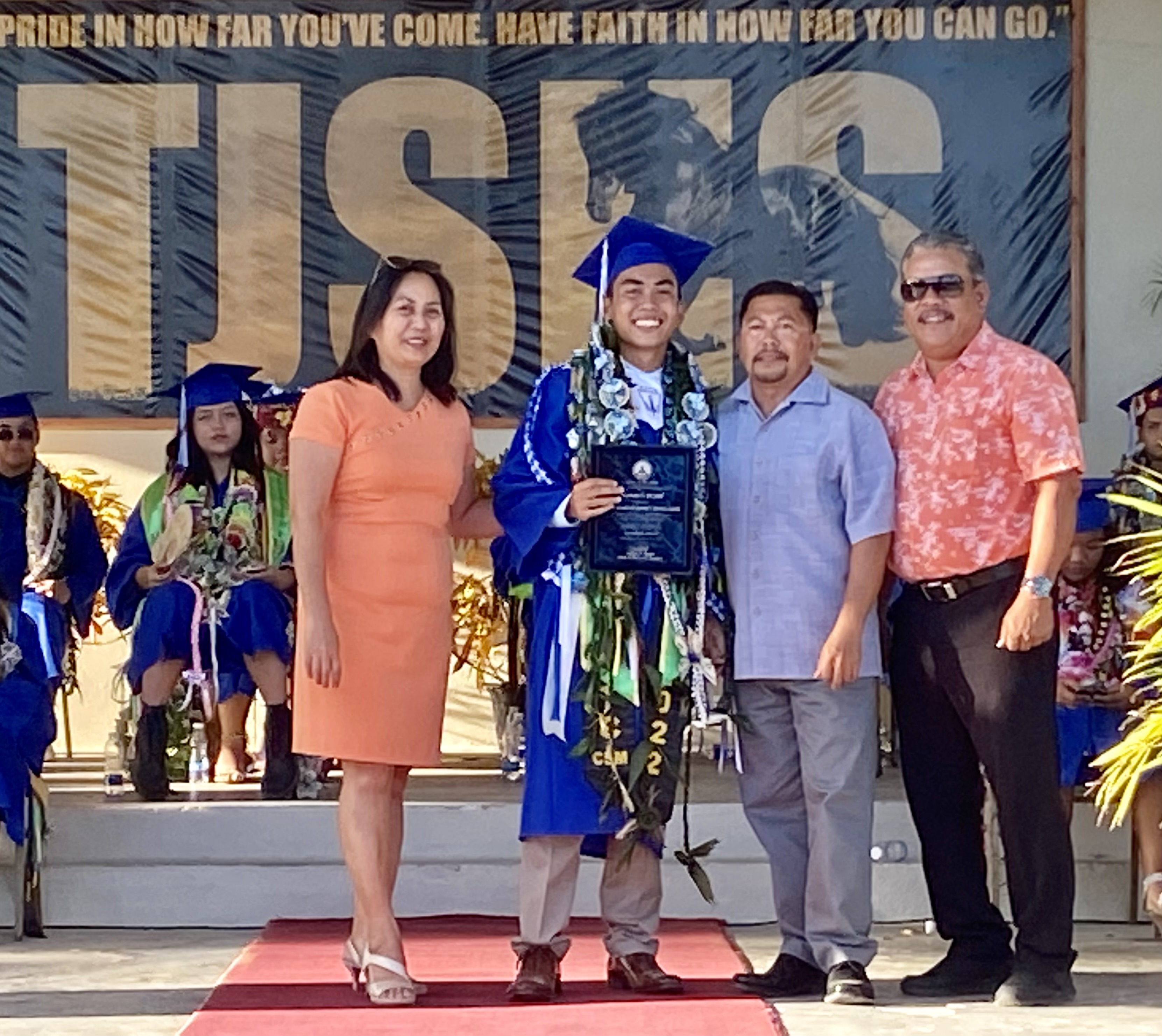 The Mayor’s Award went to Chi Alain Llanora Acollador who received the award from Tinian Mayor Edwin Aldan.