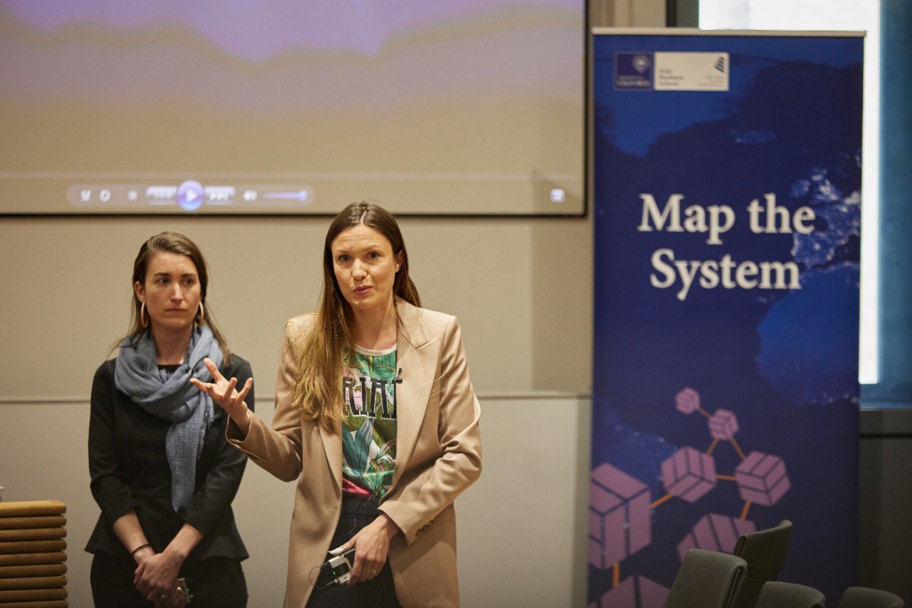 From left, public health evaluation specialist Chloe Wingerter and Commonwealth Healthcare Corp. special assistant for policy, sustainability and development Kaitlyn Neises-Mocanu represent the CNMI at the "Map the System" competition held at the University of Oxford in Oxford, England.
