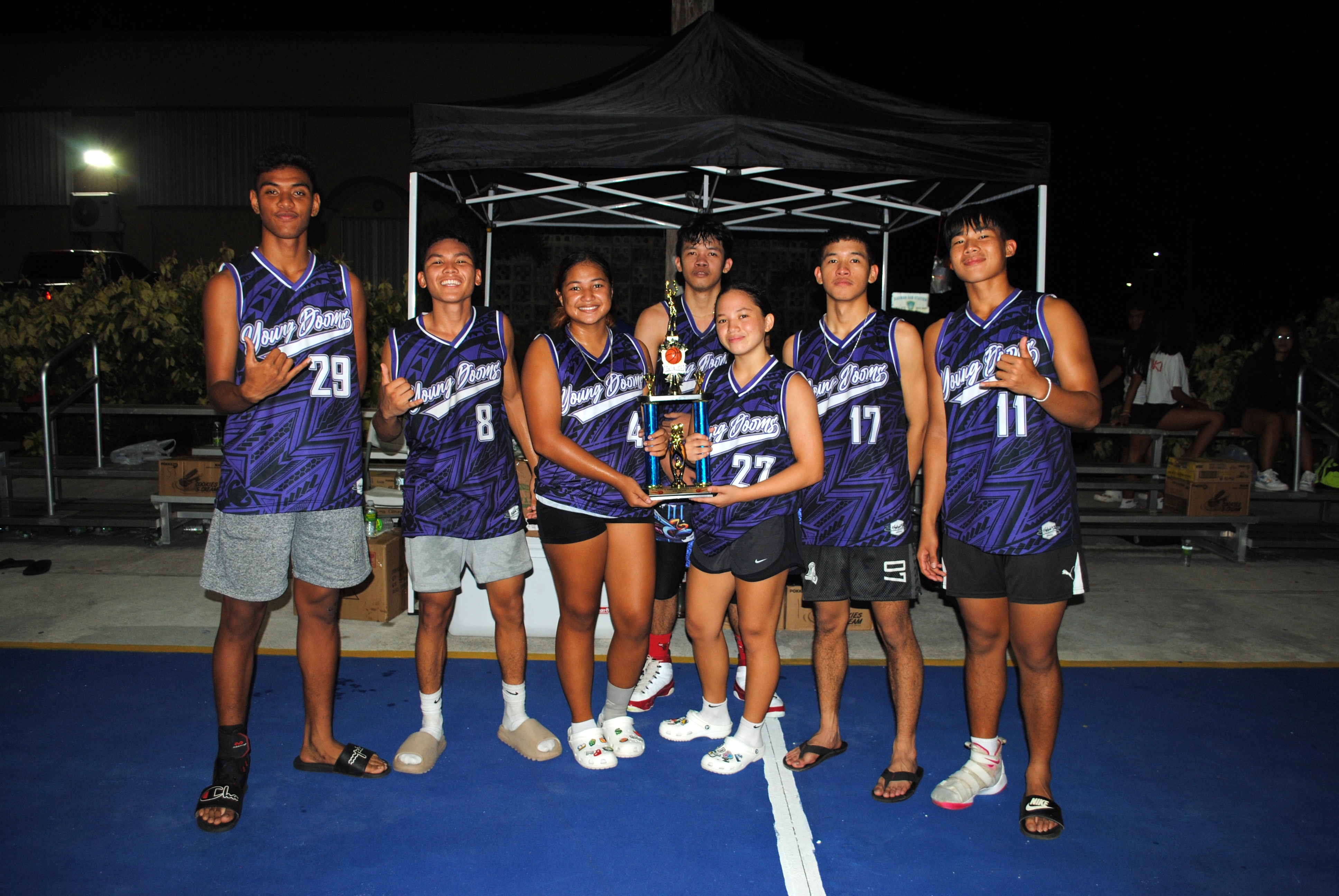 The Young Doom players pose with the 2nd place trophy.