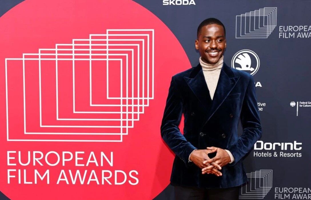 Ncuti Gatwa arrives for the 34th European Film Awards in Berlin, Germany, Dec. 11, 2021.