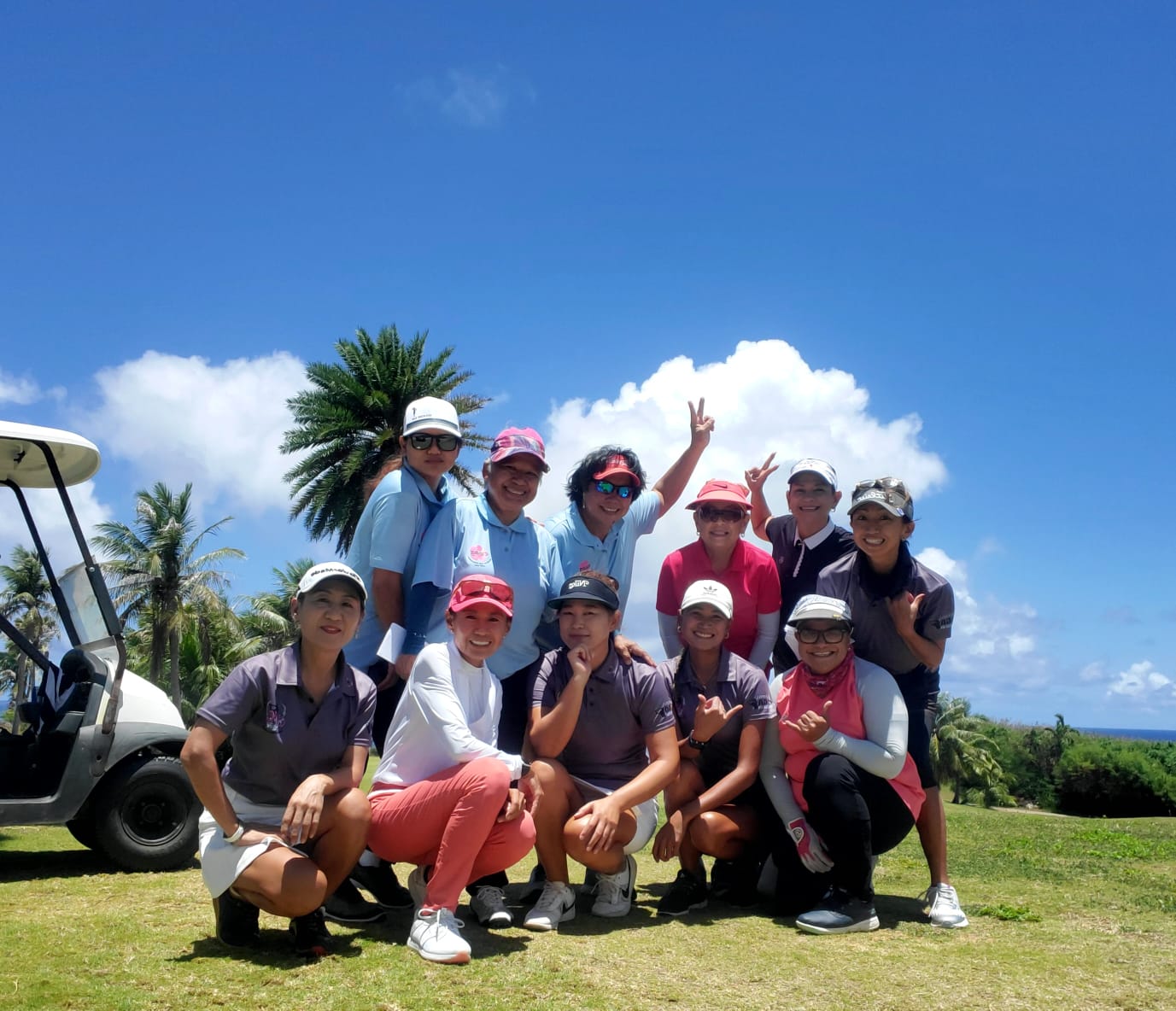 Members of the CNMI Women’s Golf Association pose for a photo before the start of their monthly tournament at the Kingfisher Golf Links on Sunday.