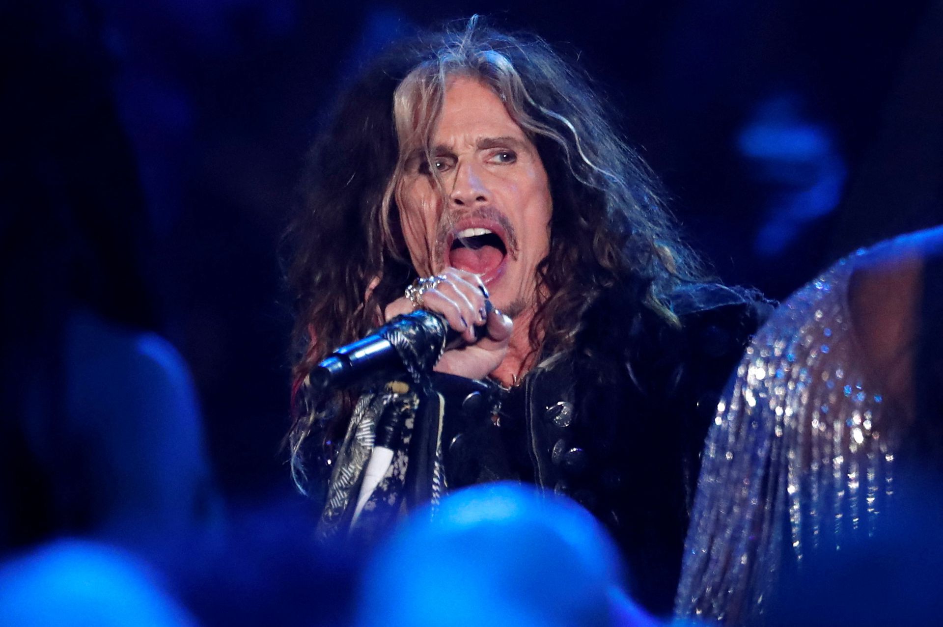 Steven Tyler of Aerosmith performs during the 62nd Grammy Awards show in Los Angeles, California on Jan. 26, 2020.