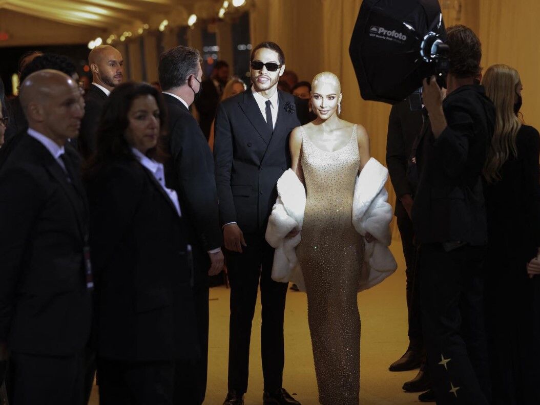 Kim Kardashian and Pete Davidson arrive at the Metropolitan Museum of Art in New York City on May 2, 2022.