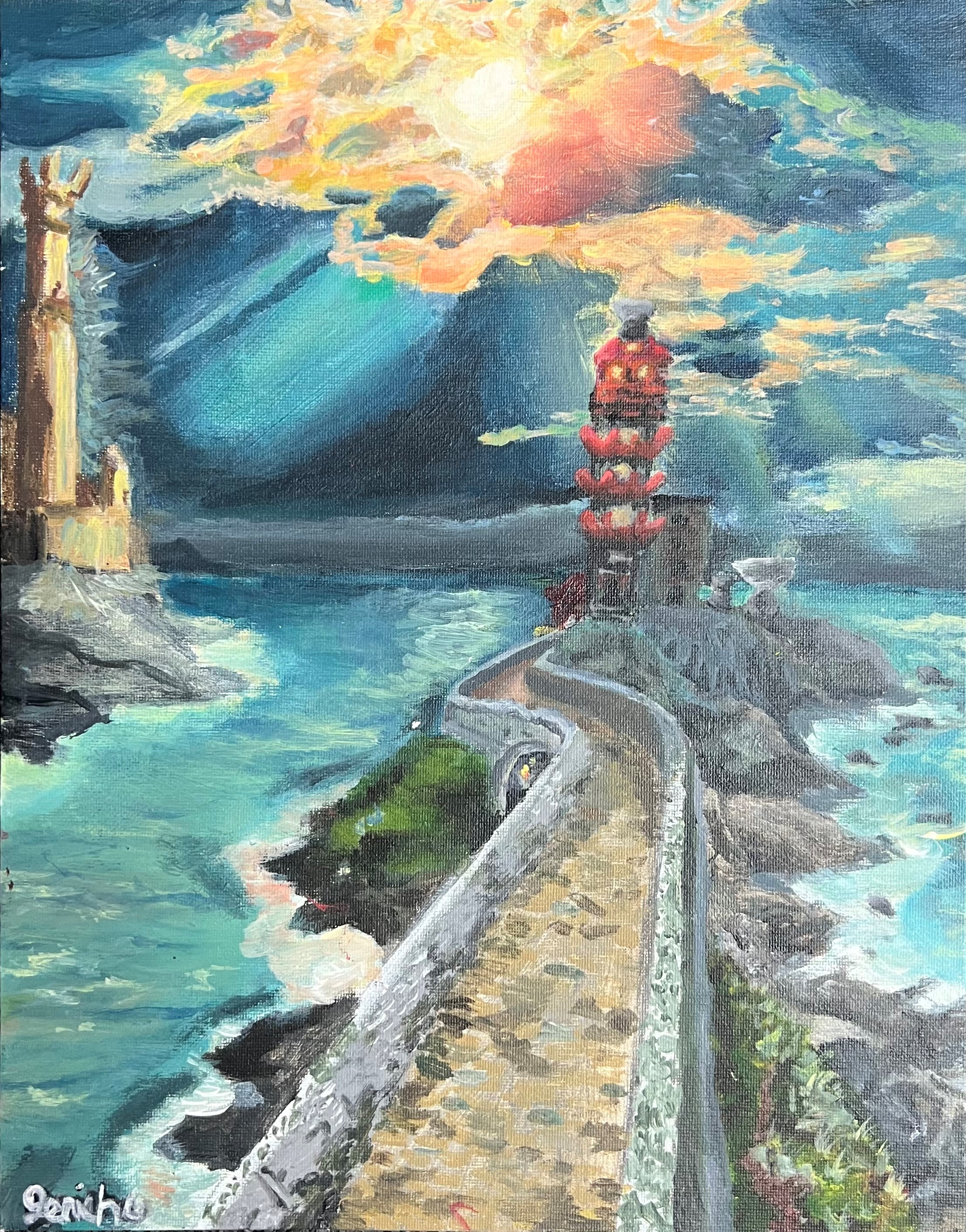 Marianas High School student Gericho Conge’s winning artwork, “Hopeful Sunrise.”