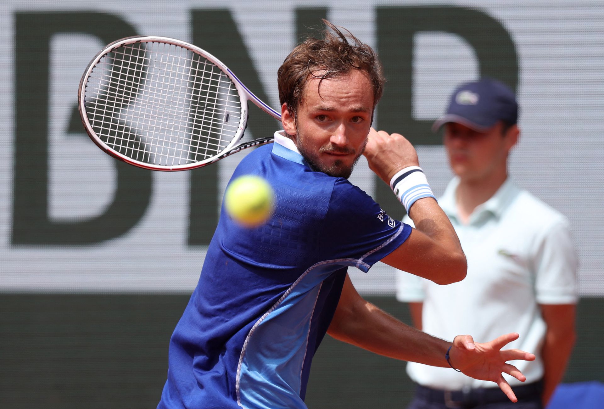 Russia's Daniil Medvedev in action during his second round match against Serbia's Laslo Djere in the French Open at Roland Garros, Paris, France on May 26, 2022.