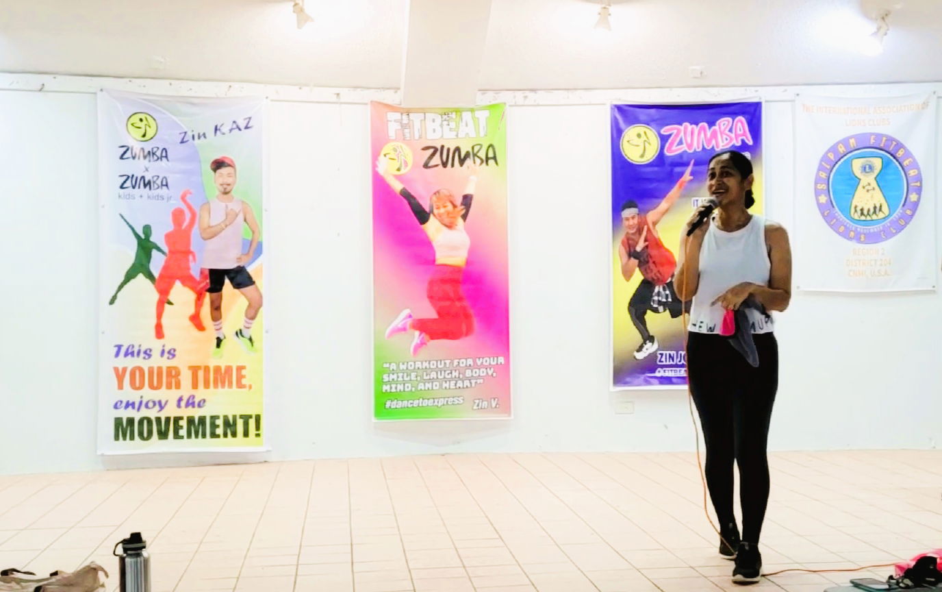 First lady Diann T. Torres gives her brief remarks following the Zumba challenge.