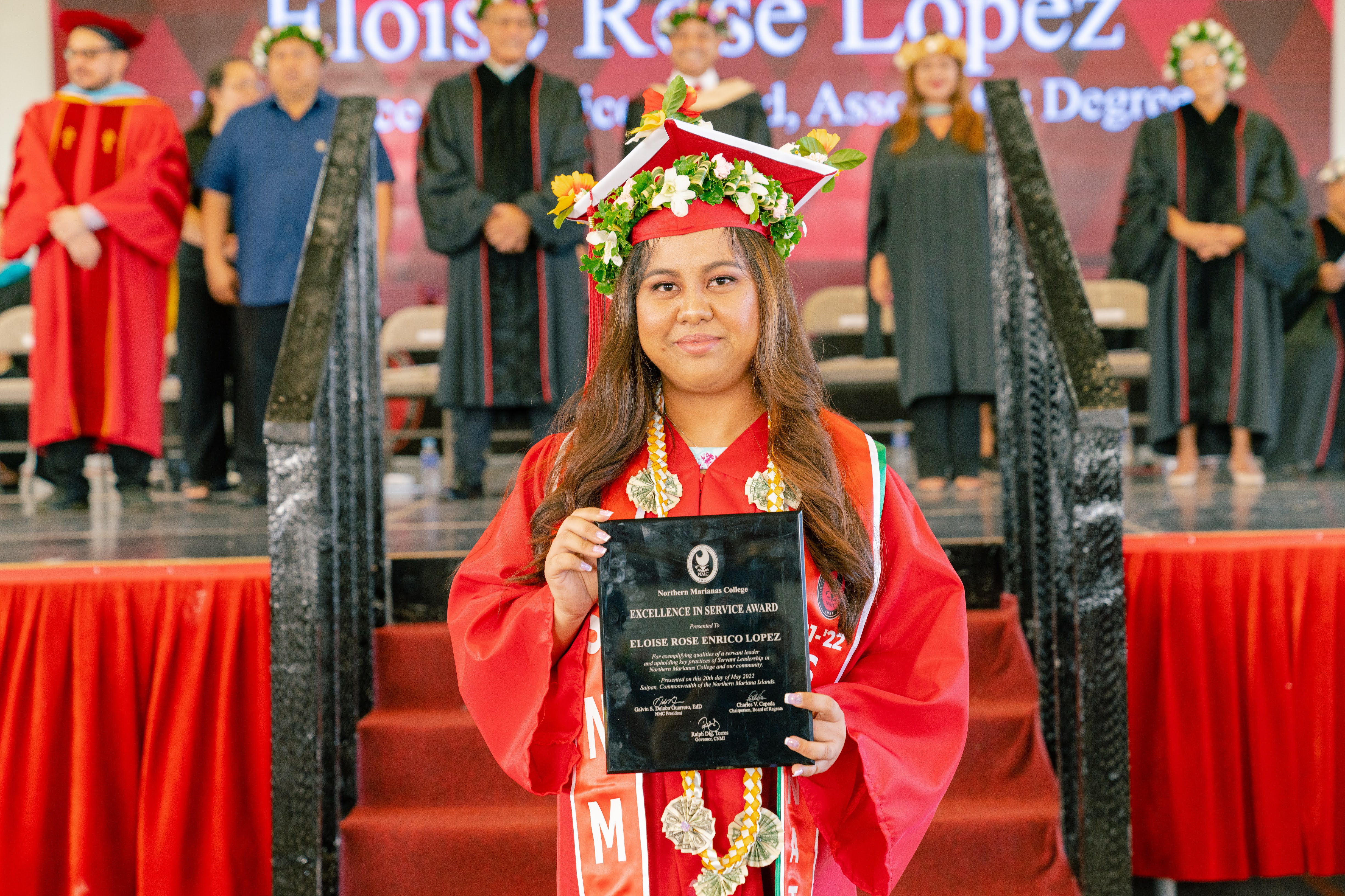 The Class of 2022 Excellence in Service awardee for associate degree is Eloise Rose Lopez.