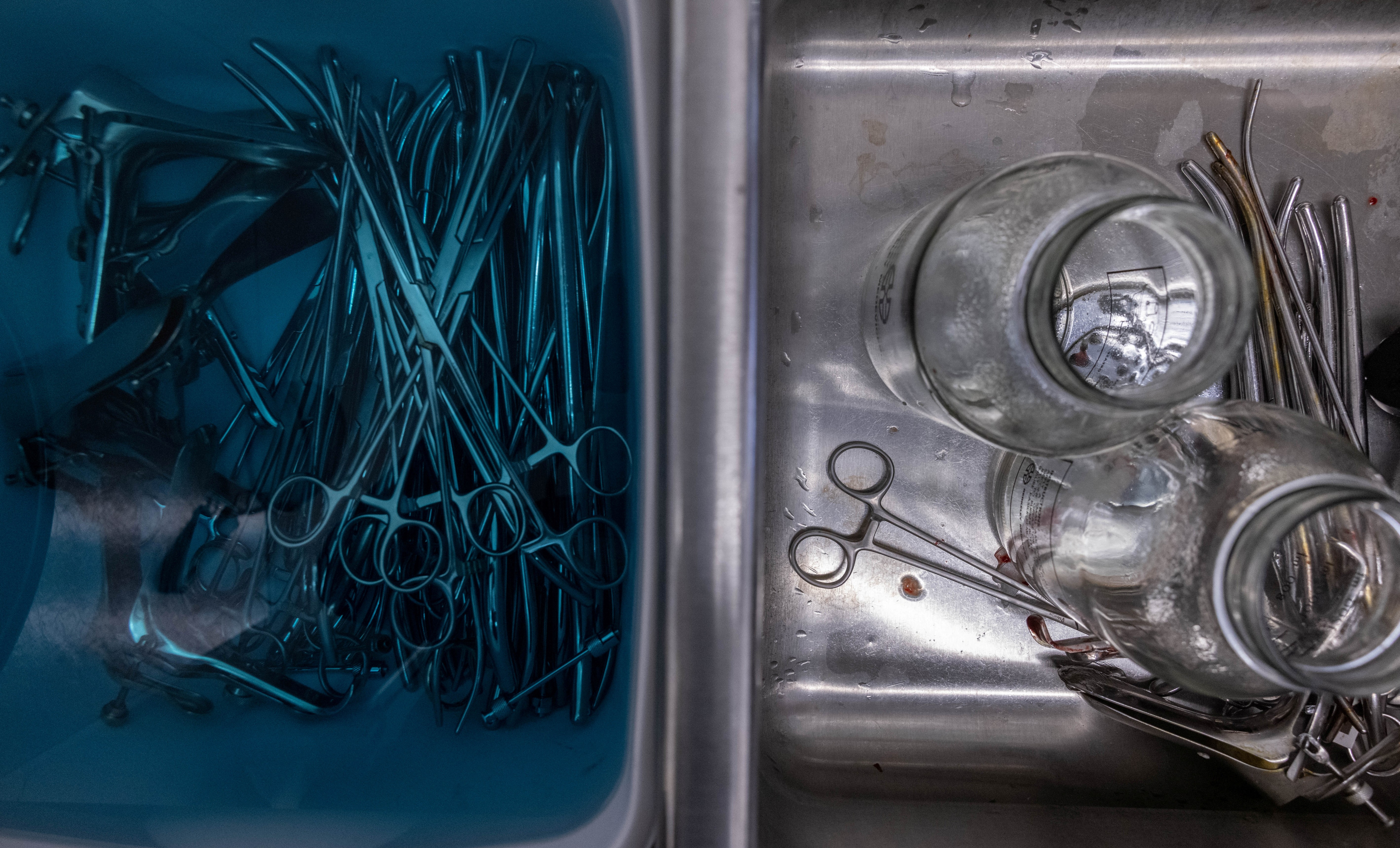 Medical instruments are sterilized following a surgical abortion in Oklahoma City, Dec. 6, 2021.