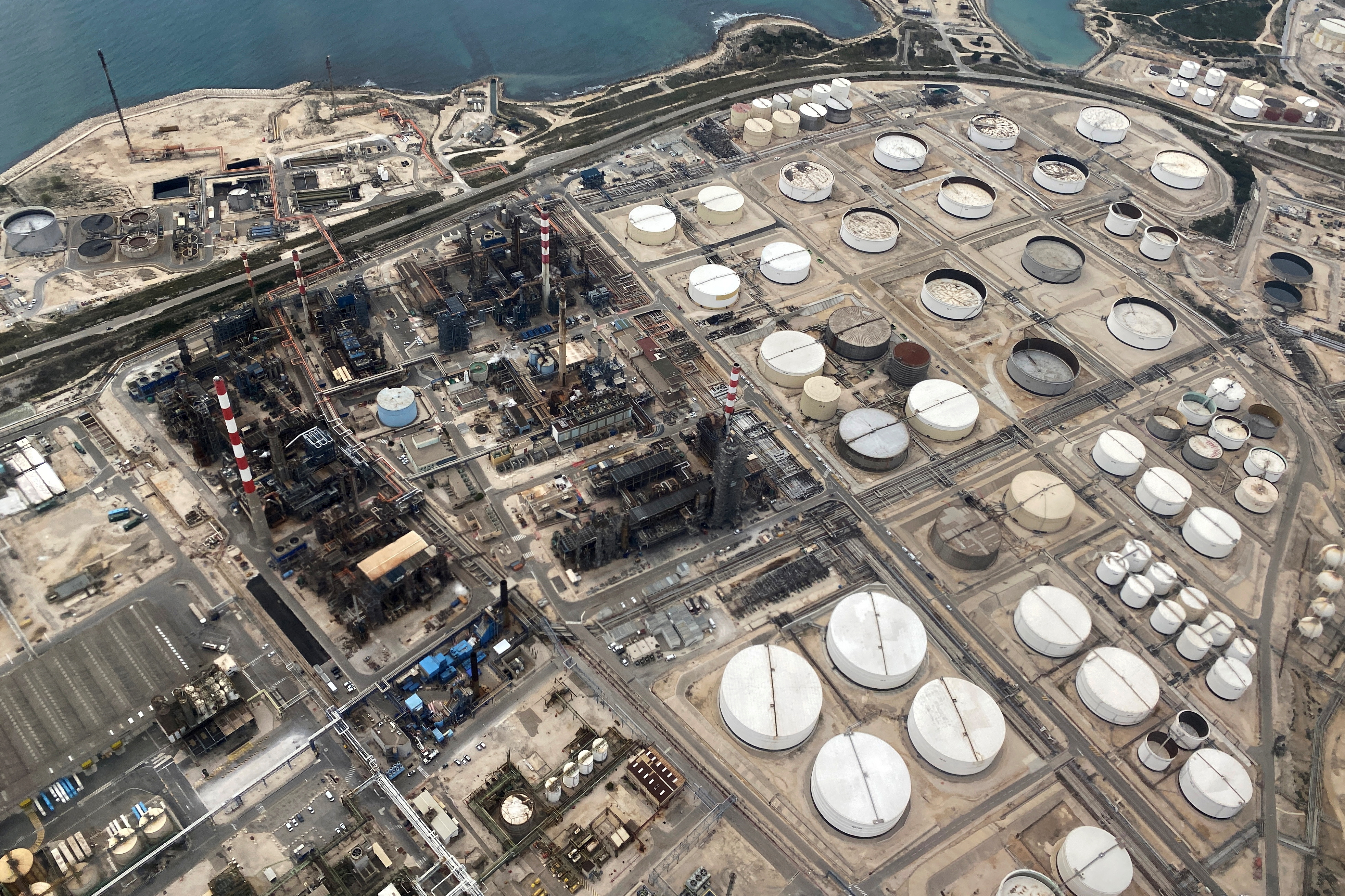 Storage tanks are seen at the Petroineos Ineos petrol refinery in Lavera, France, March 29, 2022.