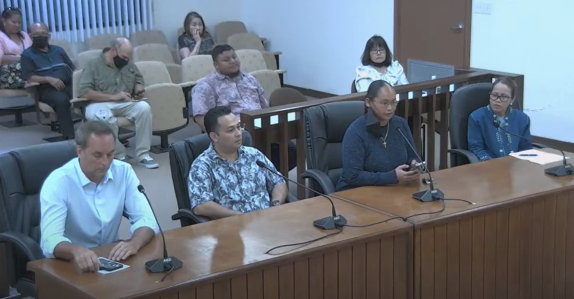 Appearing before the Senate Committee on Executive Appointments and Governmental Investigations on Monday are, from left, front row, Keith J. Stewart, Zenn Q. Tomokane, Northern Marianas Technical Institute CEO Jodina Attao and Irene N. Holl.