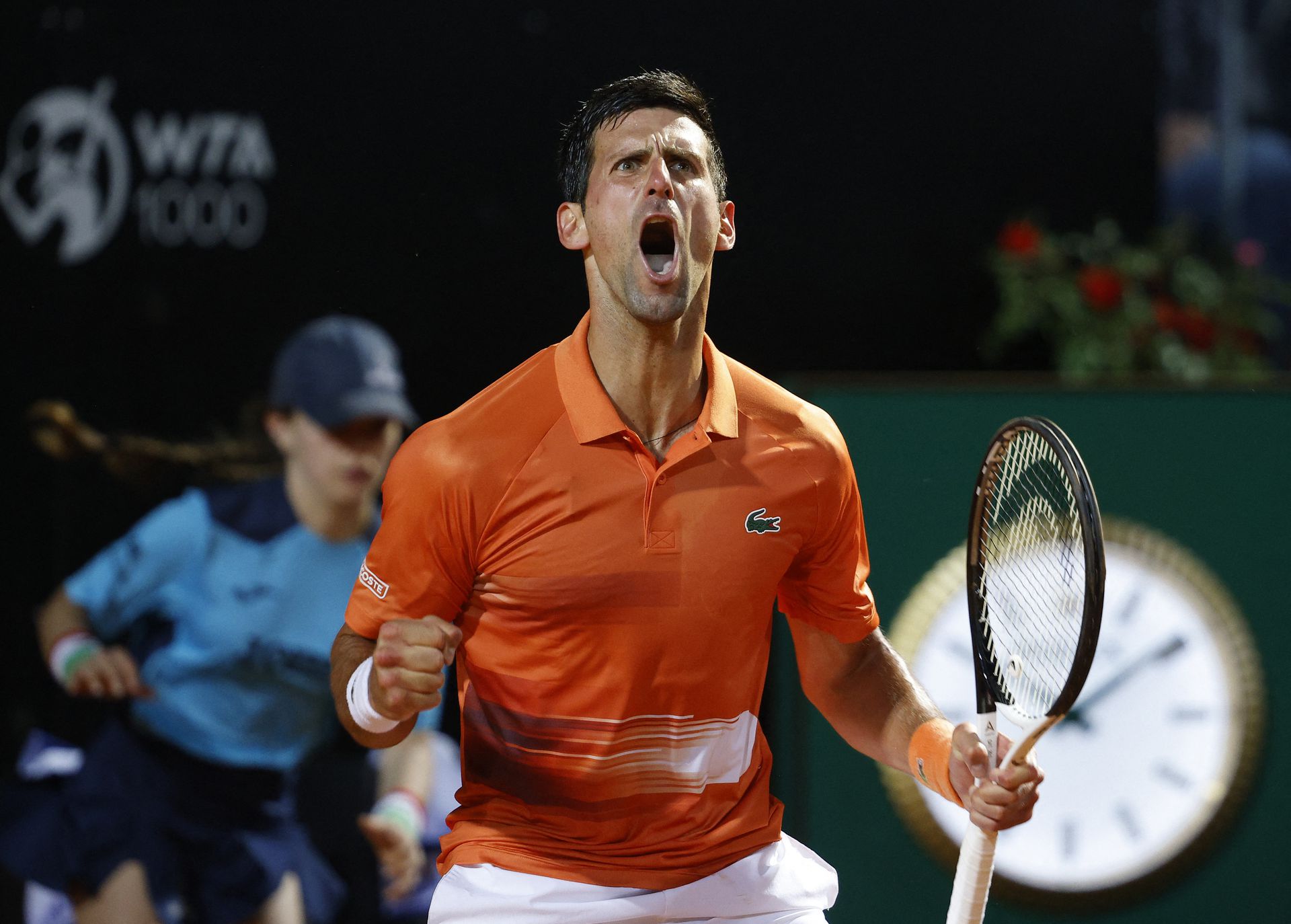 Novak Djokovic reacts during his semi-final match against Norway's Casper Ruud at Foro Italico on Rome, Italy on May 14, 2022.